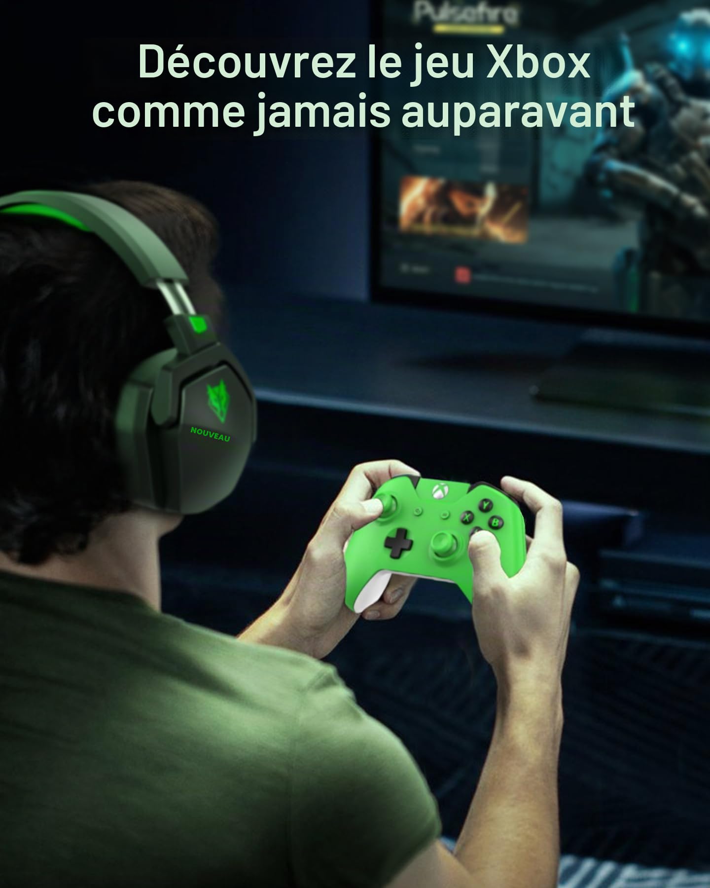 NUBWO N16 Casque Gaming - Micro Annulant Le Bruit, Son Stéréo et Conception Confortable pour PS5, PS4, Xbox One, NS, PC, Ordinateur Portable et Mac - Vert