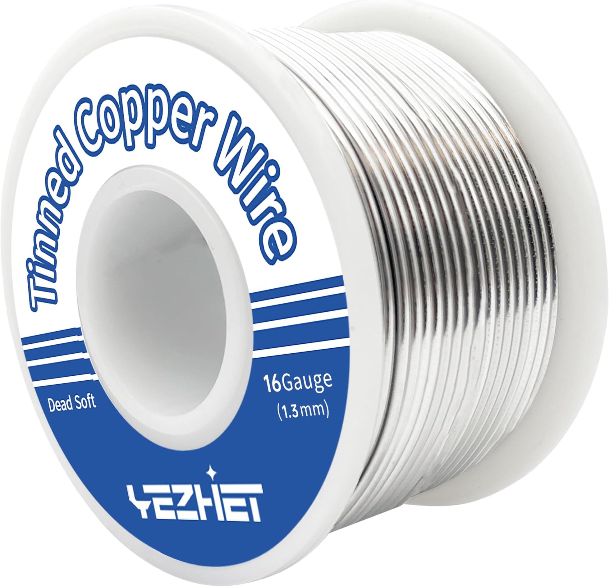 Tinned Copper Wire 62 Ft, 16 Gauge, 0.5LB Spool for Stained Glass Project, Crafts, and Jewelry Making