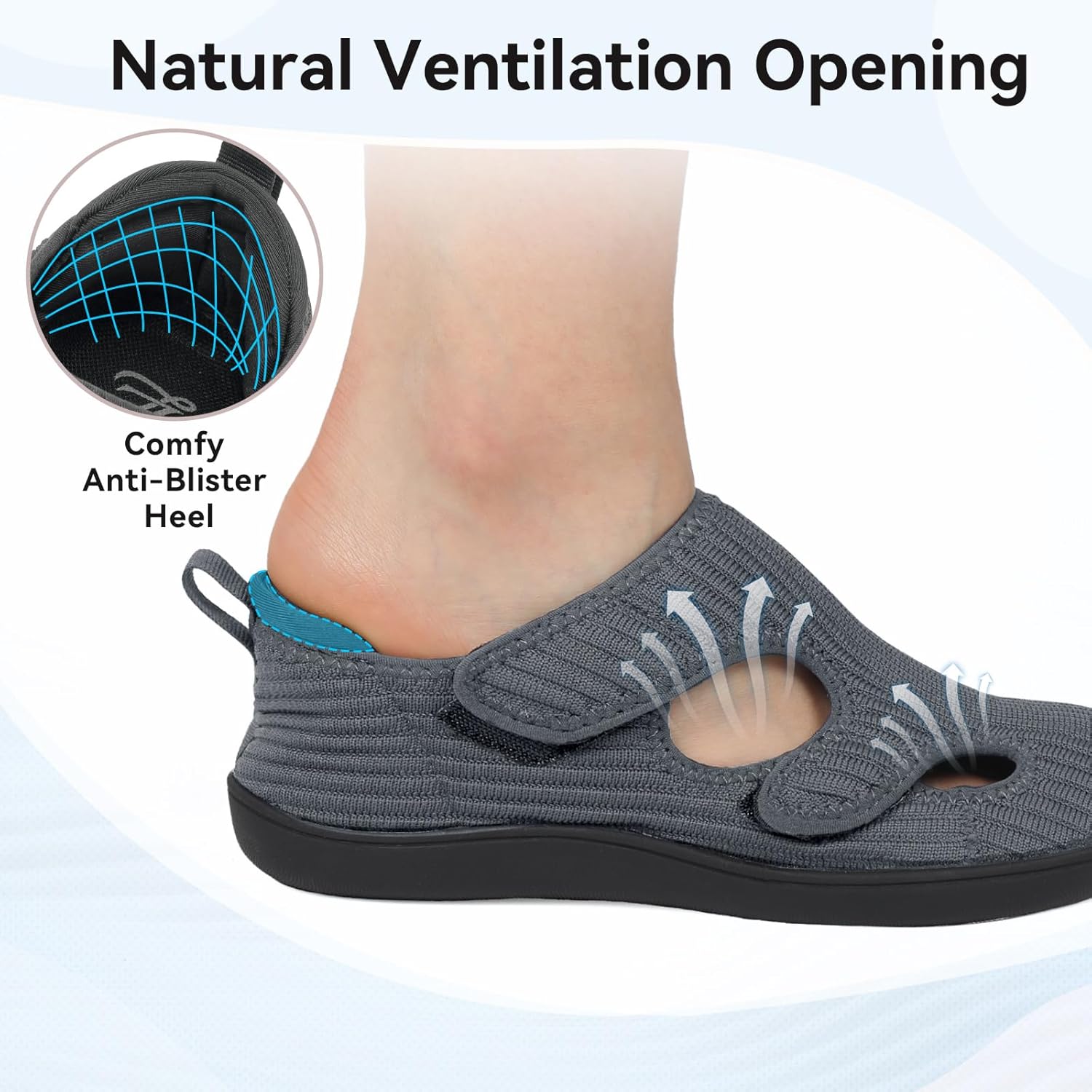 LeIsfIt Diabetic Shoes for Women Adjustable Extra Wide Barefoot Walking Shoes for Swollen Arthritis Edema Feet Wide Width Zero Drop Sole - Image 6