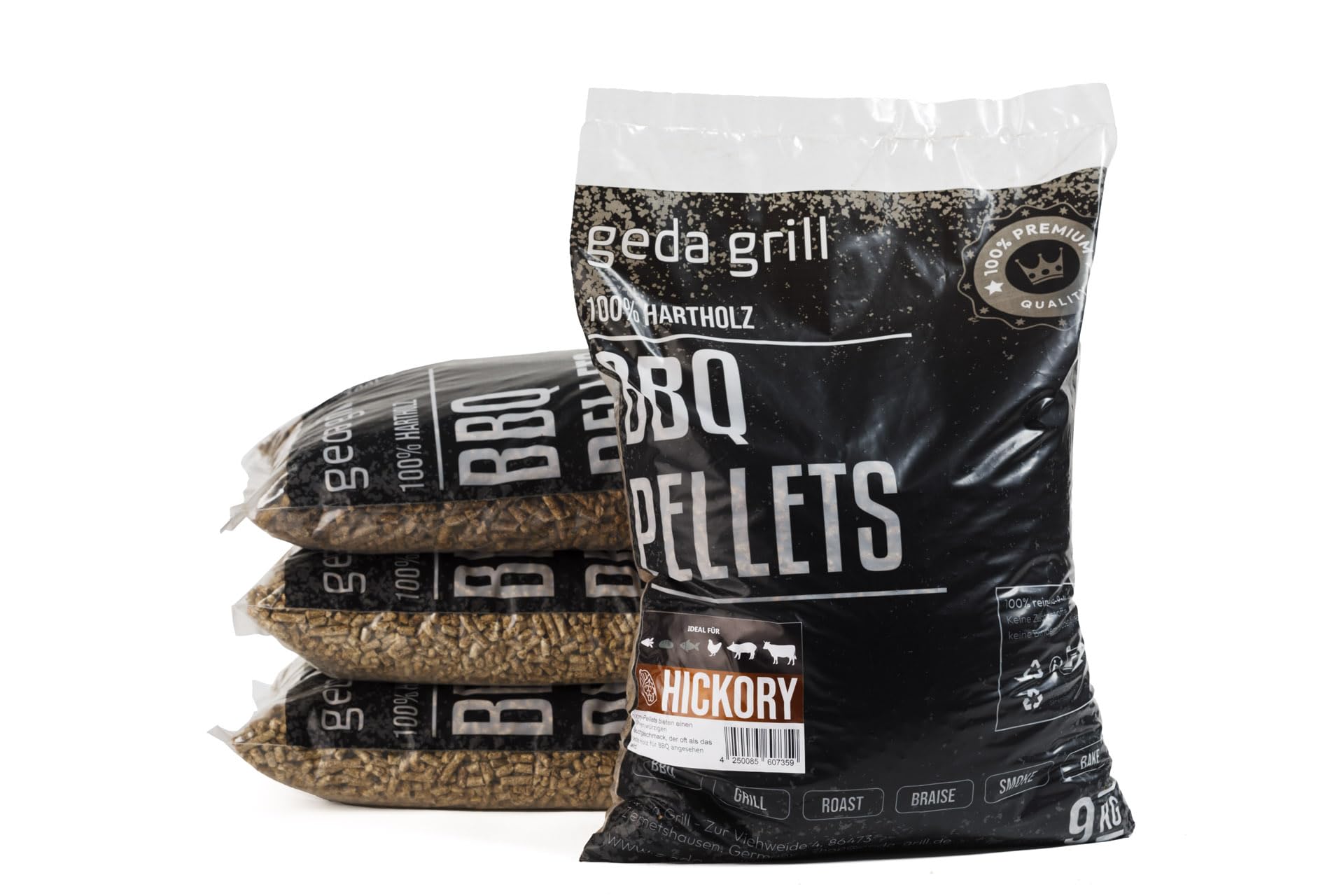 GEDA Grill 100% Hartholz Pellets, Grillpellets BBQ Pellets für Pelletsmoker, Pizzaofen, Räucherofen (Hickory)