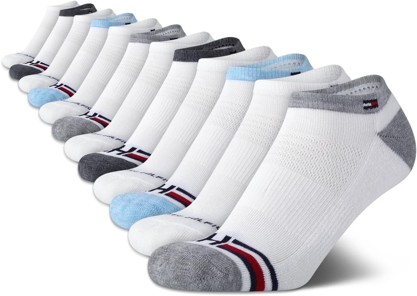 Tommy Hilfiger Womens No Show Socks - 12 Pack Lightweight Athletic Performance Cushioned Running Low Cut Socks for Women
