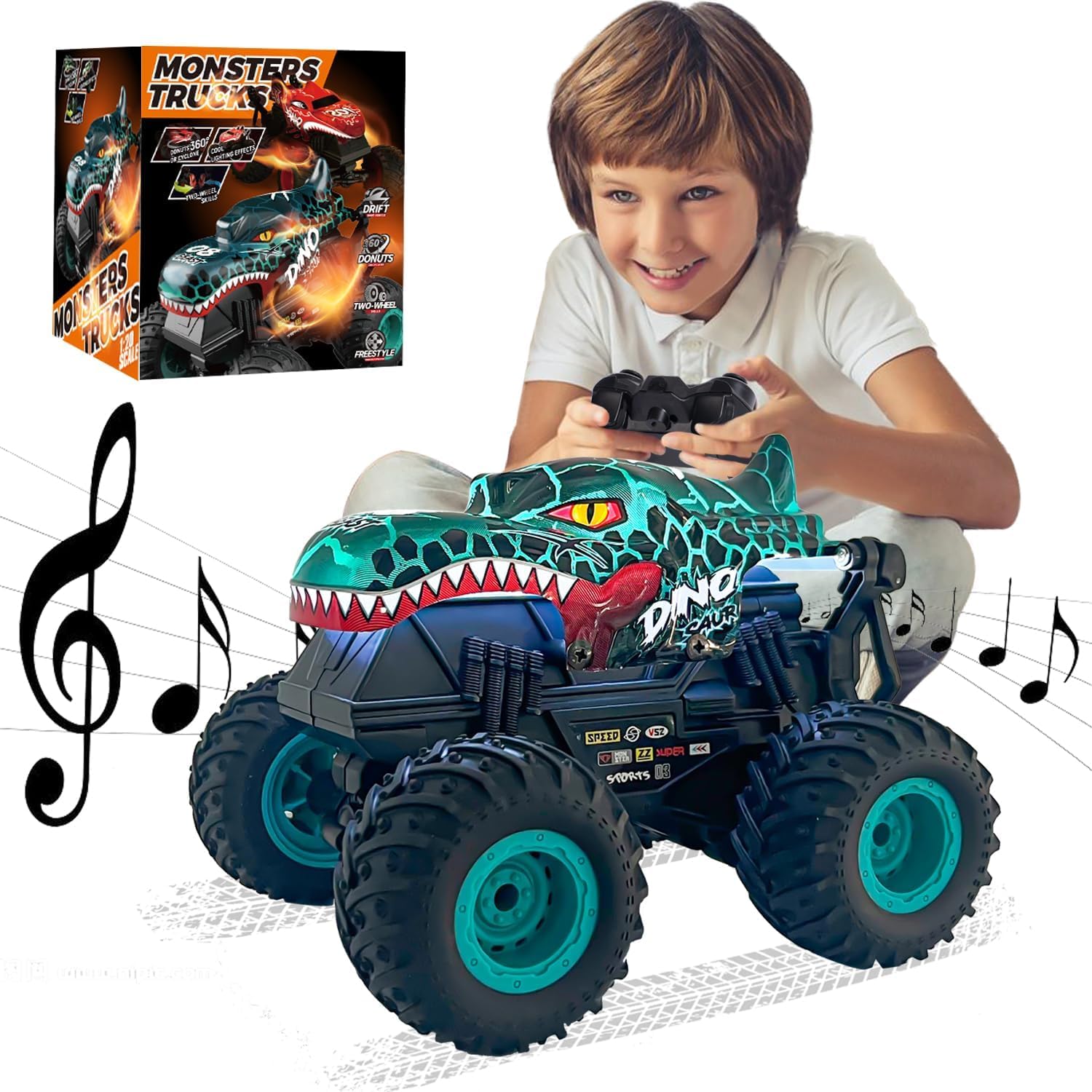 Coche Teledirigido, Monster Truck Niños 3 4 5 6 7 8 años, 2.4GHZ Coche RC Escala 1:20, Coches Teledirigidos para Niños, Juguetes Niños 3 4 5 6 7 8 años, Regalos Cumpleaños niños