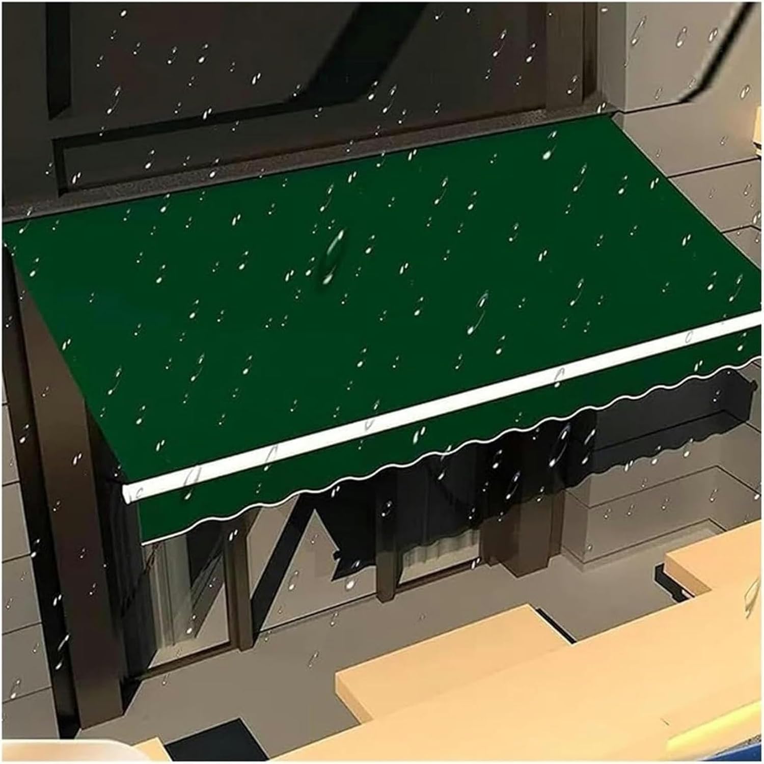 AMNOOL Manual Retractable Garden Patio Awning Replacement Fabric with Valance Water-Repellent Sun Protection Replacement Sun Shade Shelter Cloth, Without Frame (Size : 22.9x11.5ft)-1