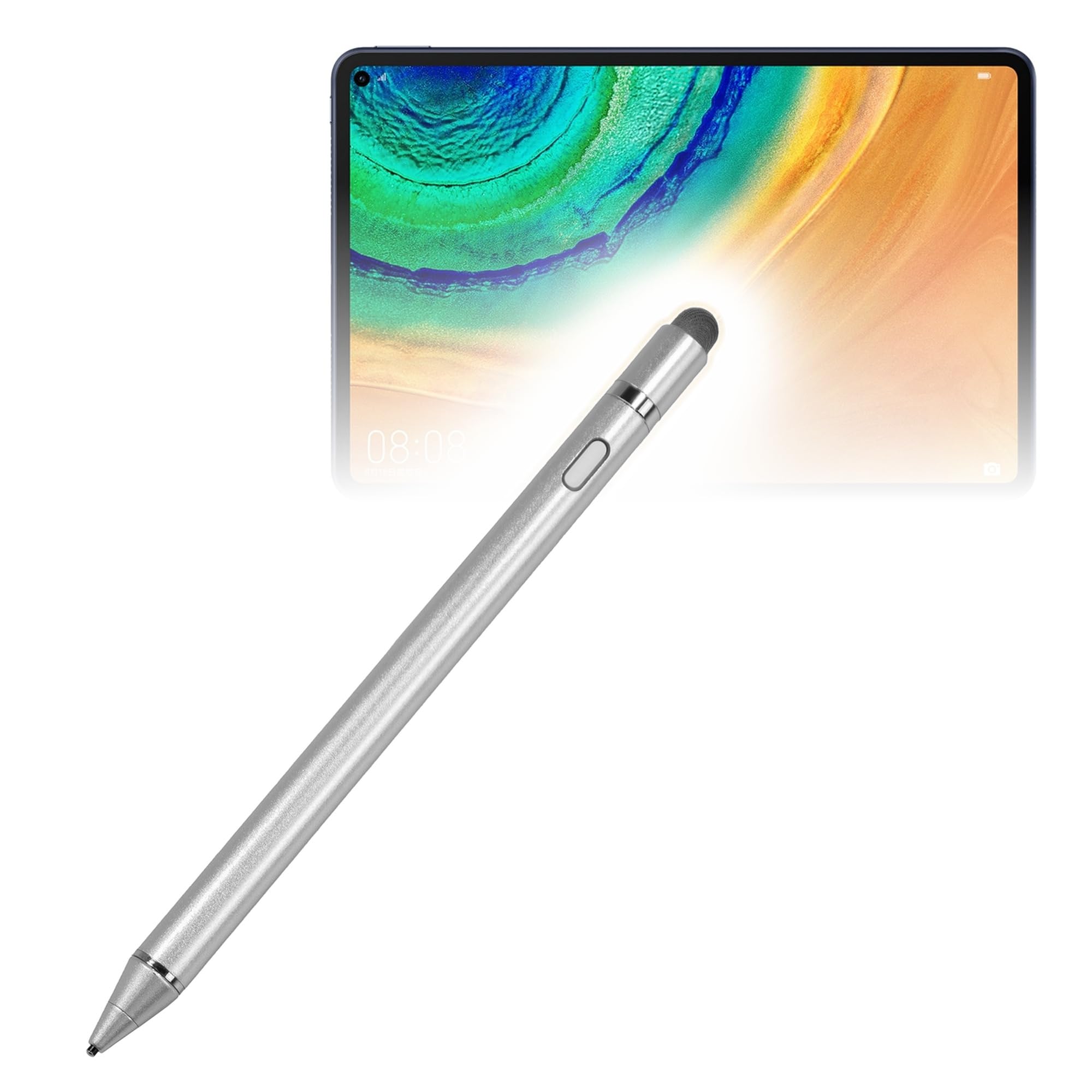 Stylus Pen Compatible with Huawei MatePad Pro - AccuPoint Active Stylus, Electronic Stylus with Ultra Fine Tip - Metallic Silver