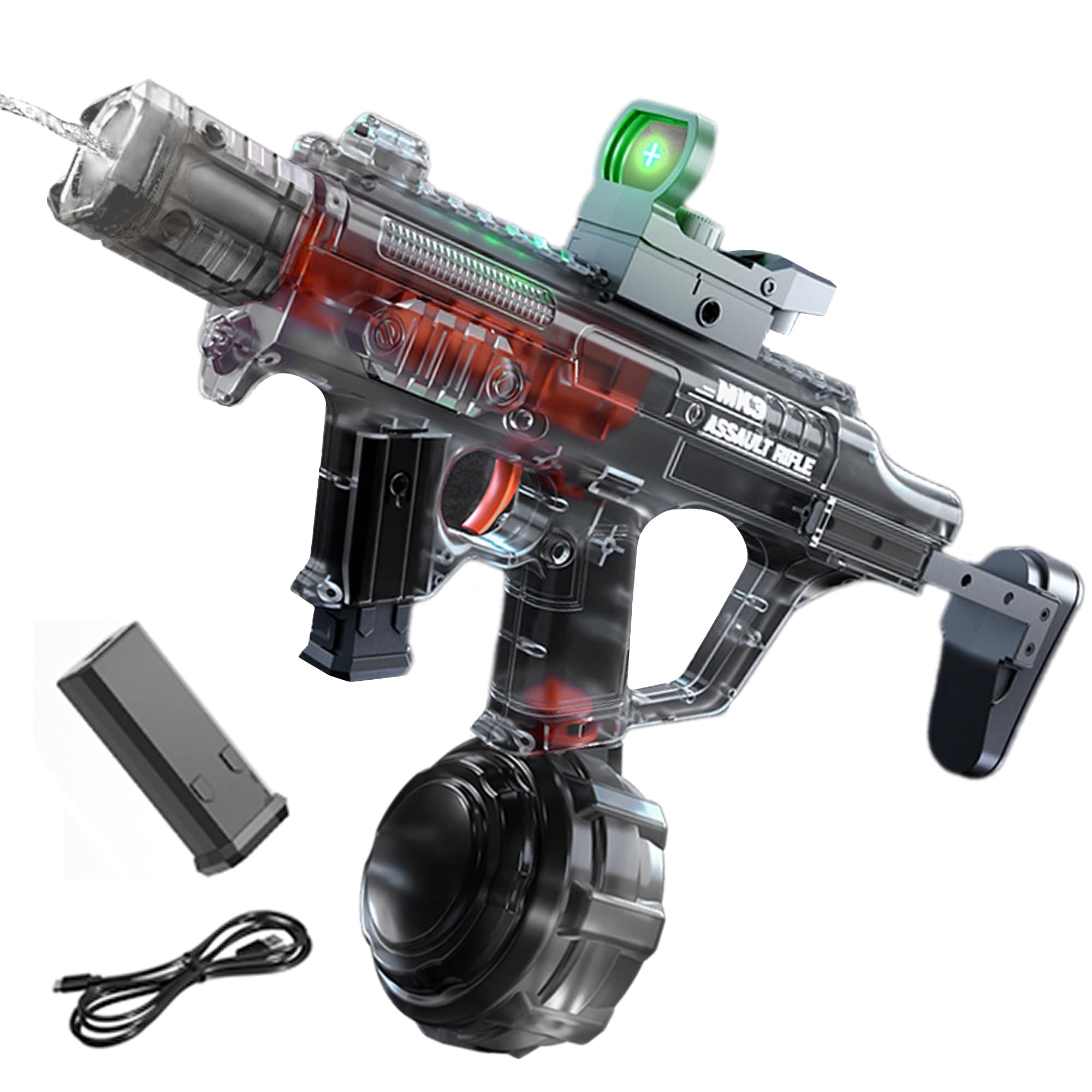 Electric Water Gun, Automatic Water Pistol with LED Light, 24-30 FT Range Large Capacity Electric Water Guns, Summer Water Toys for Outdoor, Beach, Pool Party