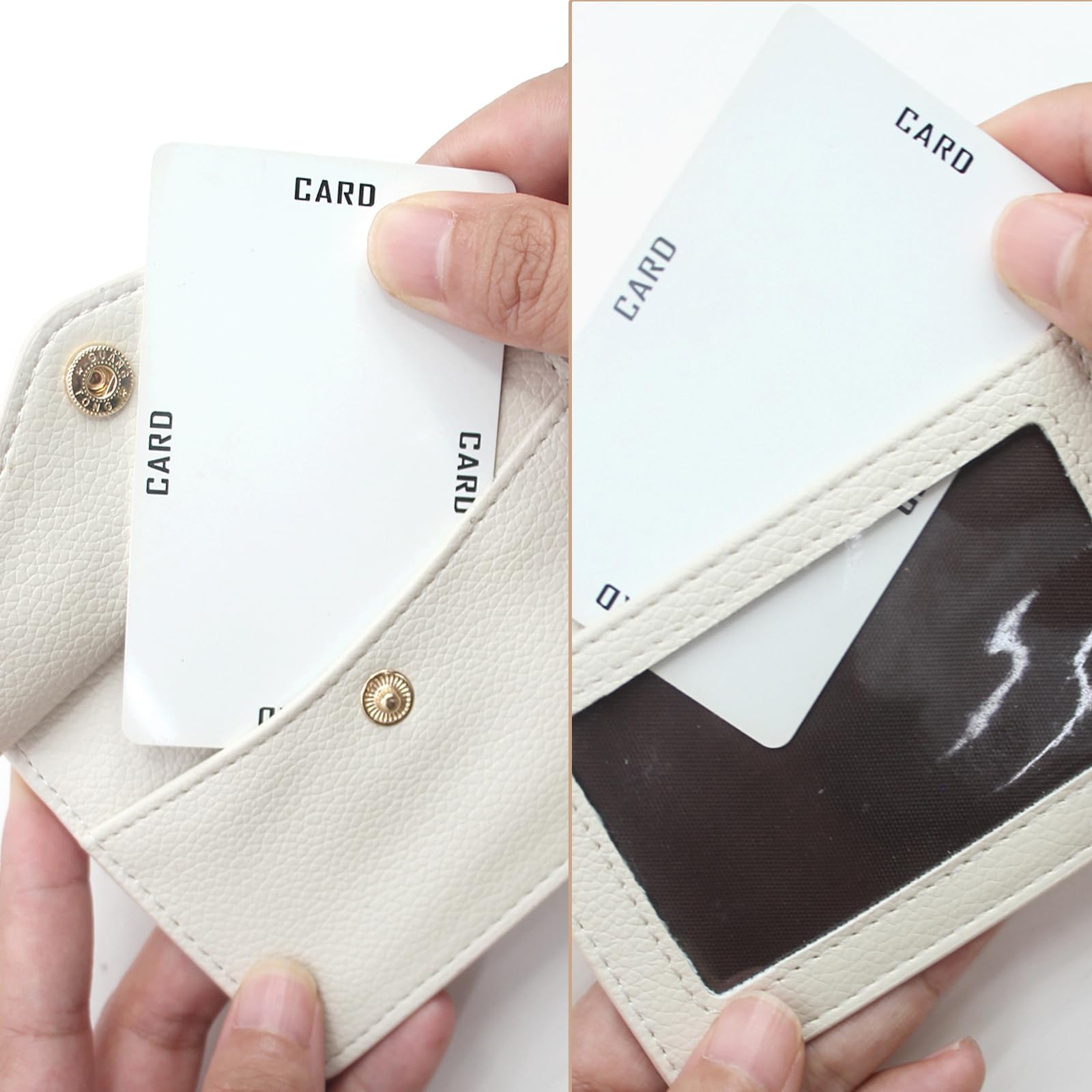 Boshiho Leather ID Card Holder, Genuine Cowhide Leather Credit Card Holder, Name Card Holder with 1 ID Window, 1 Card Slot - Image 4