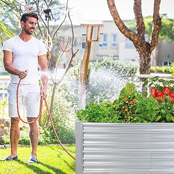 2pcs 8x4x1FT Galvanized Raised Garden Beds Outdoor For Vegetables Galvanized Planter Boxes Metal Raised Beds For Gardening