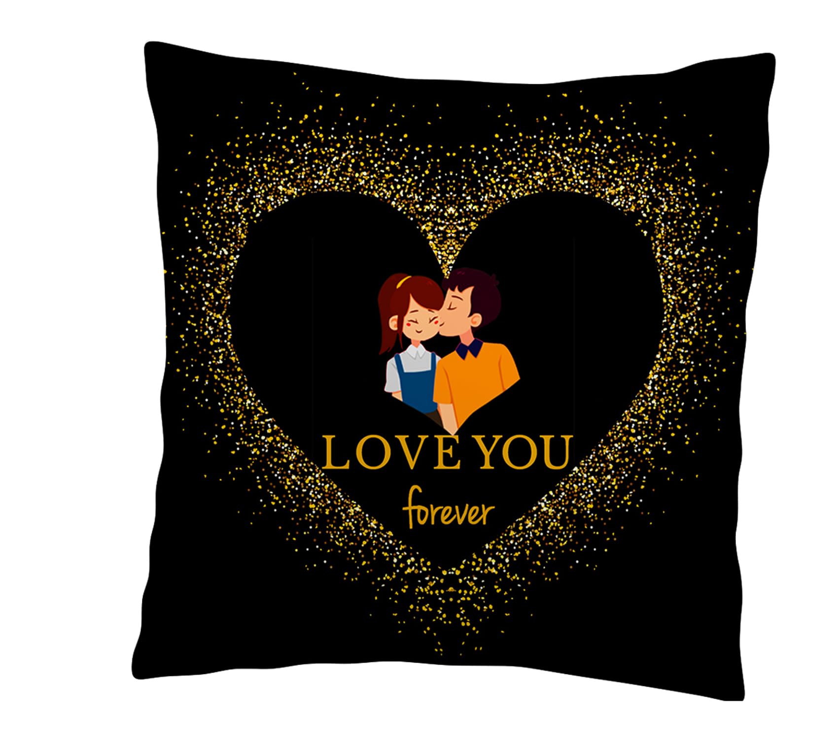 Valentine Gift Love You Forever Couple Printed Black Cushion Happy Valentines Day Gifts for His/Her Girlfriend, Boyfriend, Husband, Wife, Couple Lover| Valentine Day gift's