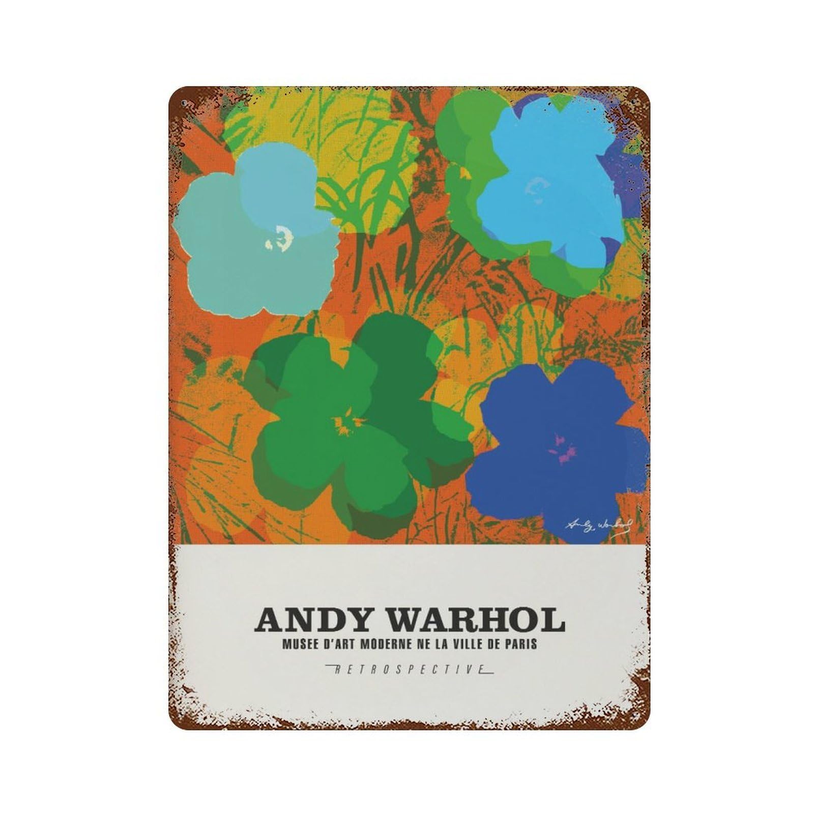xiaoxiaoshen Andy Warhol Flowers Exhibition Pop1 Wall Decor Art Metal Tin Poster Modern Home Decor Art Home Bar Shop Decorations Vintage Sign 40x30cm