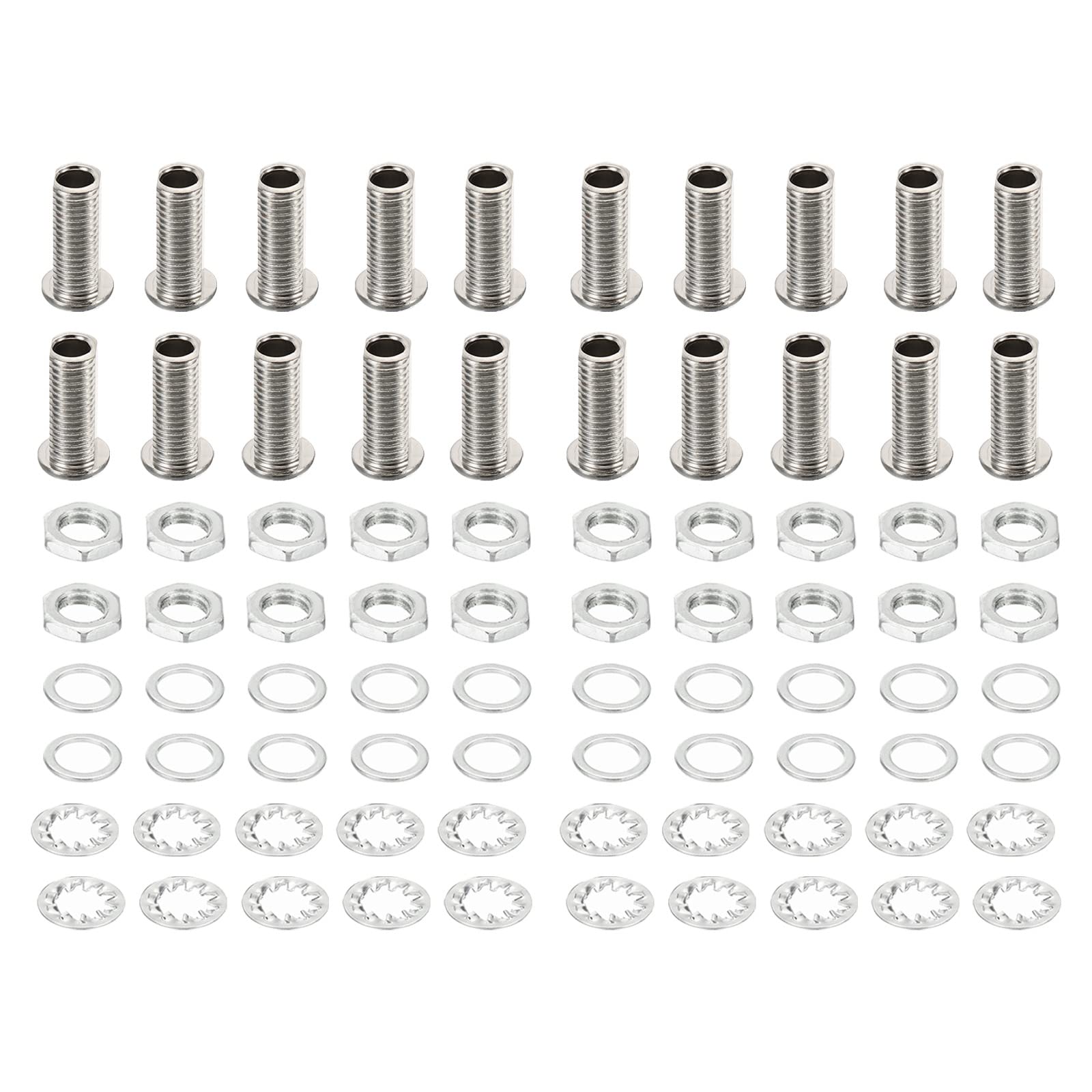 PATIKIL M8x19mm Round Head Hollow Screw Bolts, 4 in 1 / 80Pieces Through Hole Bolt Chandelier Fasteners with Hex Nut and Gasket