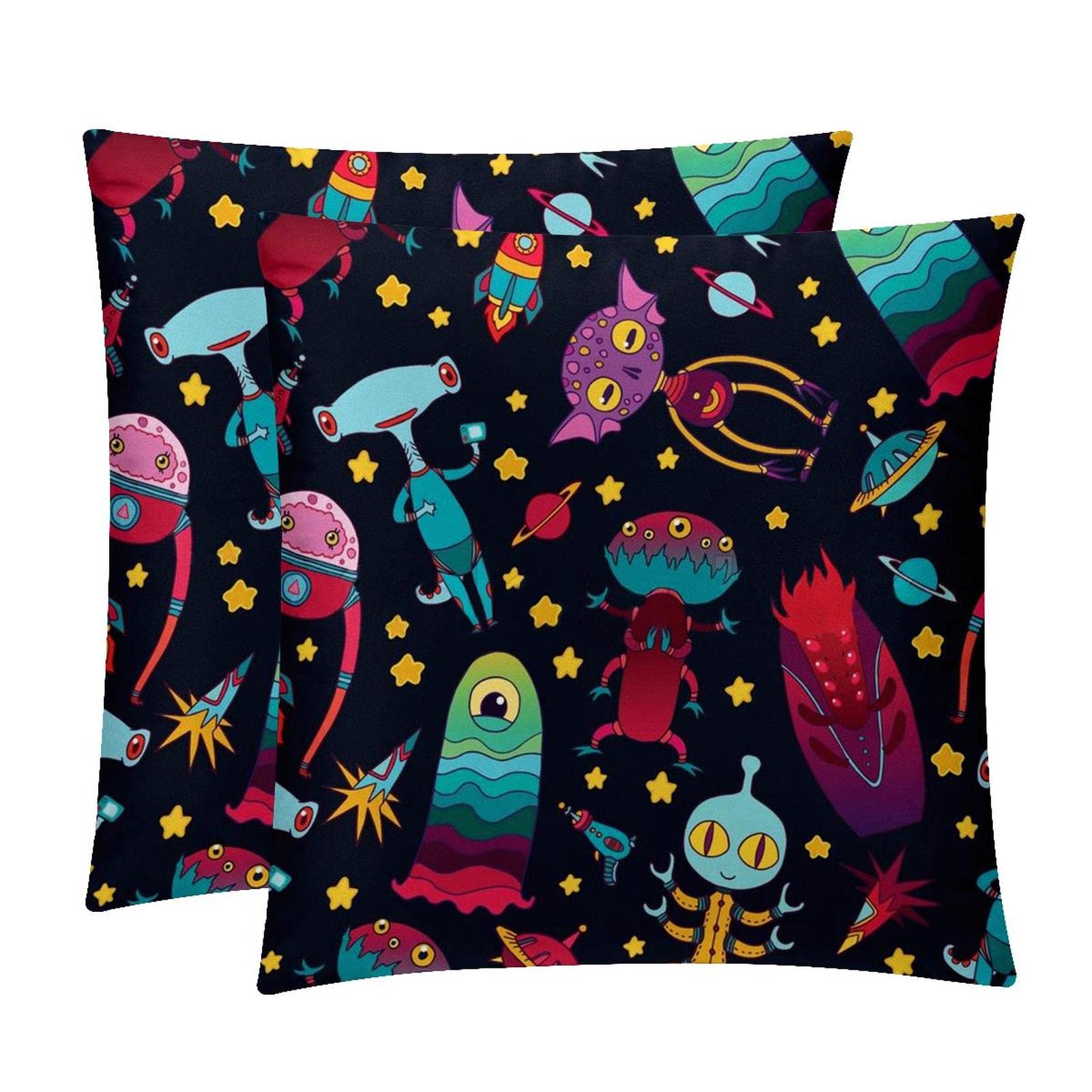 Housse de coussin lombaire pour soulager le dos : lot de 2 housses douces motif univers rigolo