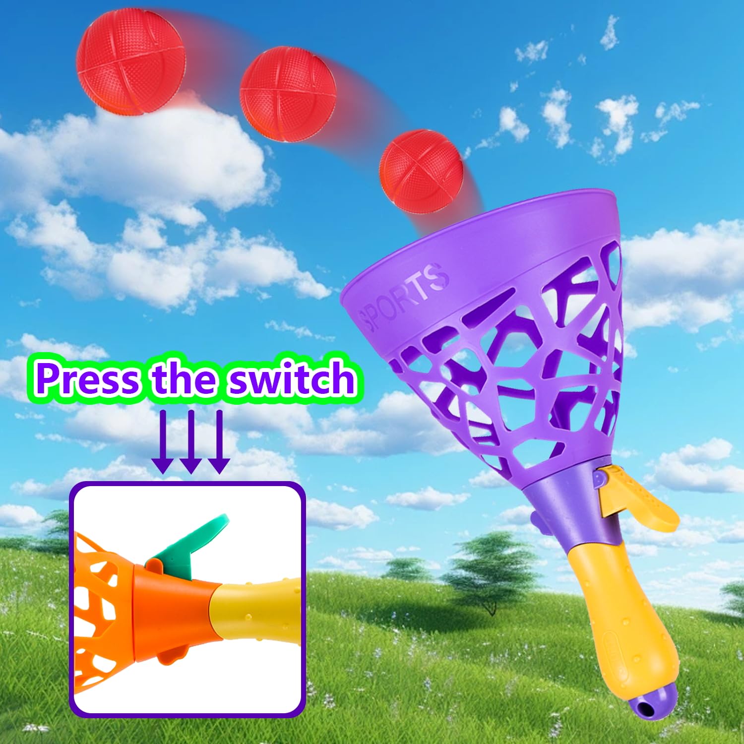 Outdoor Indoor Games Activities for Kids, Pop and Catch Ball Family Games with 2 Launcher Baskets and 10 Balls, Basket Stuffers Birthday Party Gifts Toys for Kids Ages 3 4 5 6 7 8 12+ Years Old - Image 4
