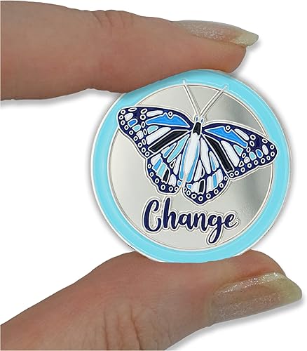Miniatura 7 de Chip de sobriedad de mariposa azul Secreto inspirador del cambio de afirmación de recuperación de regalo, token AA Coin Medallion