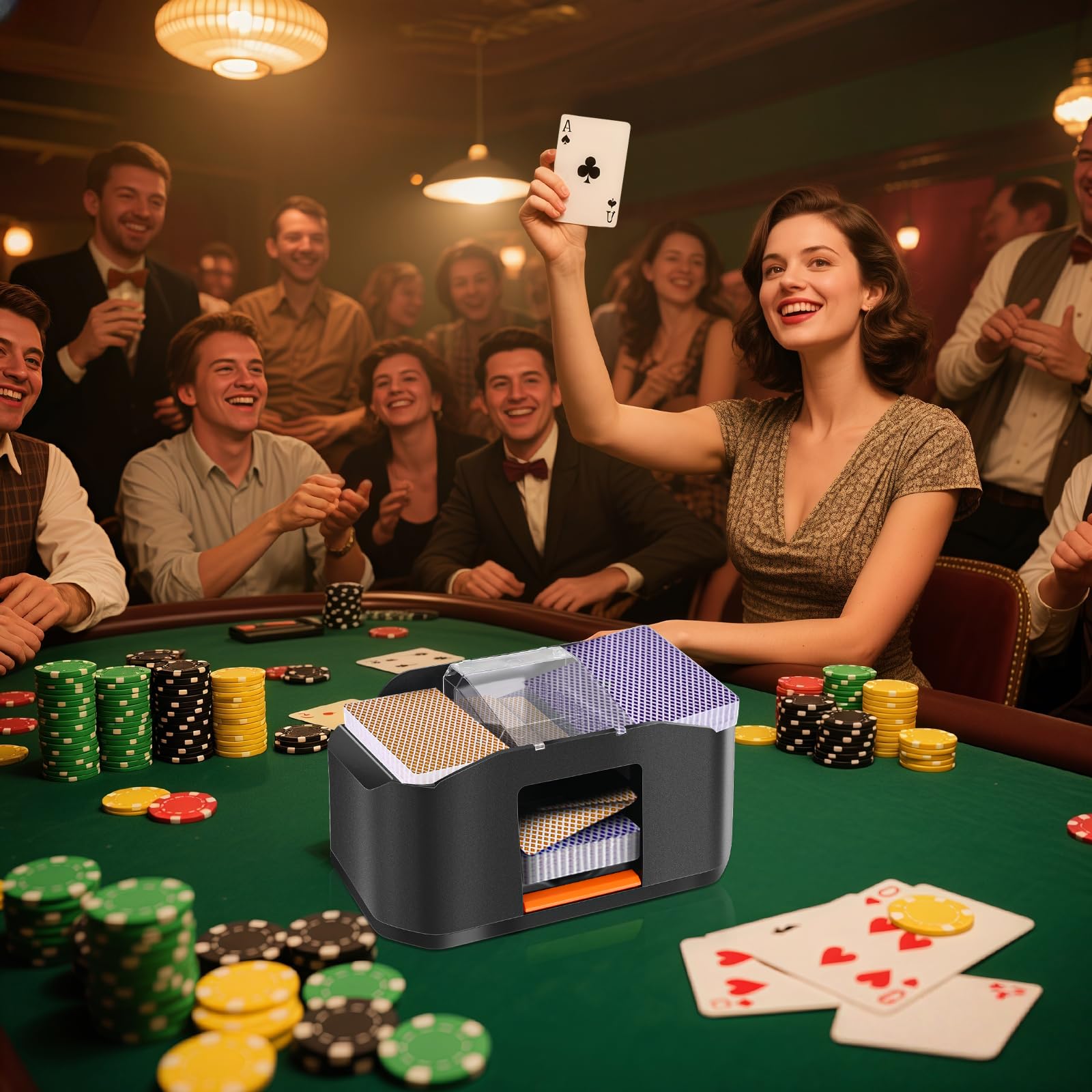 Kasanni Mischia Carte Automatico, Mescolatore Carte da Gioco per 1-2 Mazzi, Miscelatore per Carte Ricaricabile, Distributore Carte da Gioco, Miscelatore a Basso Rumore per Poker, Uno, Skip Bo