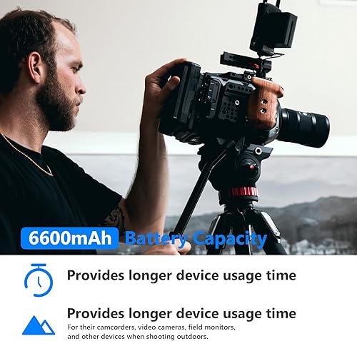 Vista 4 de Neewer Paquete de 4 baterías de repuesto de 7.4 V 6600 mAh NP-F970 con cargador de batería de 4 canales y adaptador de corriente, compatibles