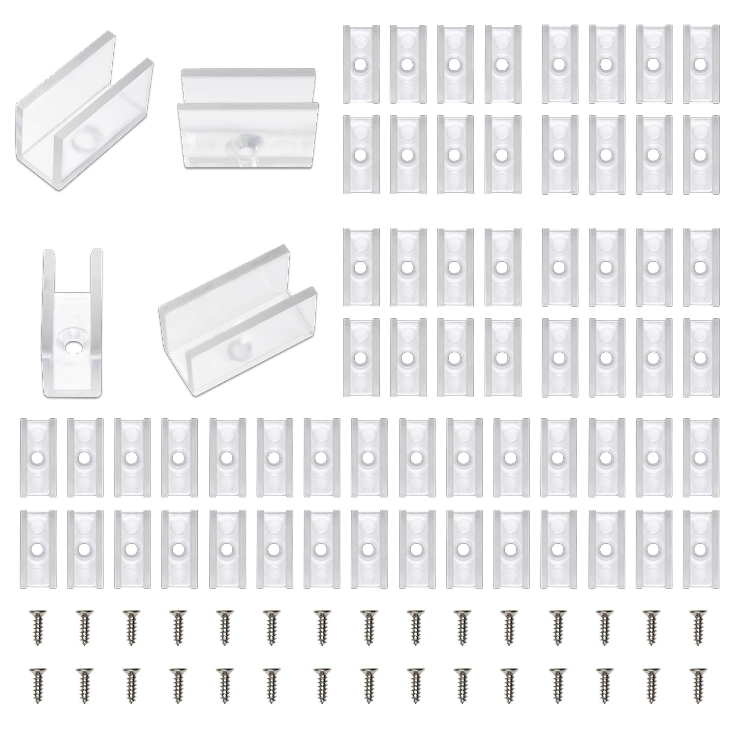 Neon Rope Light Mounting Brackets, 50PCS Neon Lights Install Fixing Clips Accessories for 6x12mm LED Neon Flexible Strip Lighting, Neon Signs DIY(50 Screws, 50 Clips)