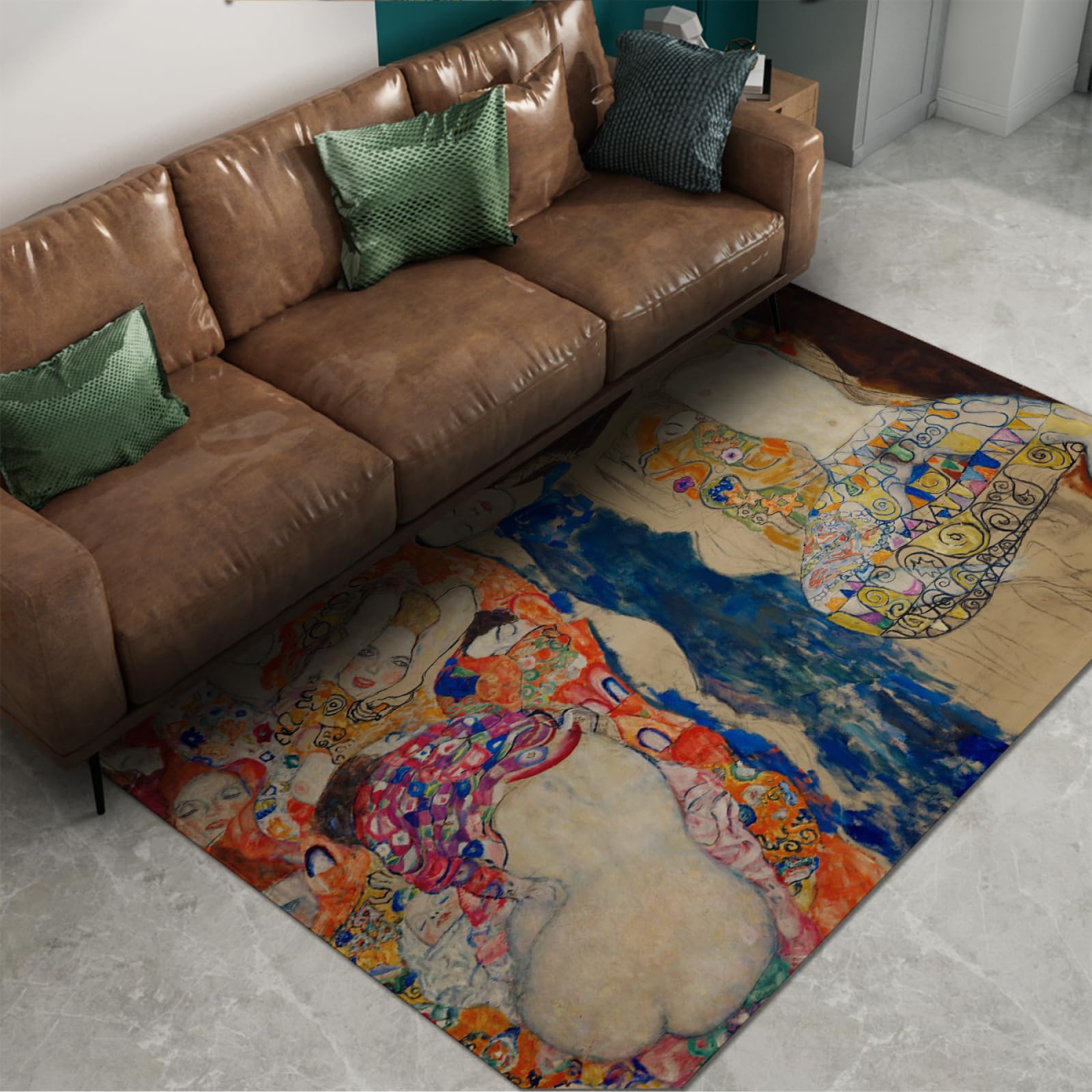Tapis Gustav Klimt lavable 120x210cm solution anti-glisse entrée