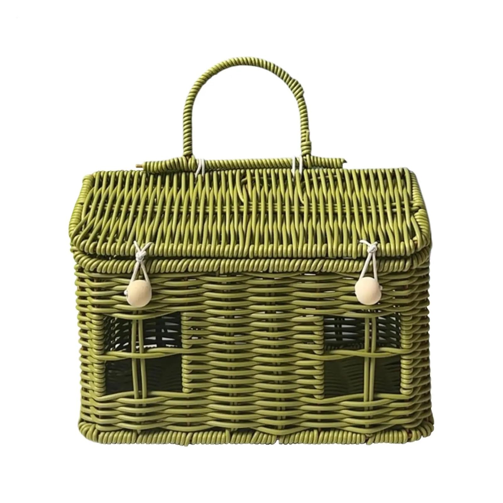 House Shaped Basket Cute House Shape Rattan Basket Woven Picnic Vintage Wedding with Lid Rustic Decor Organizer
