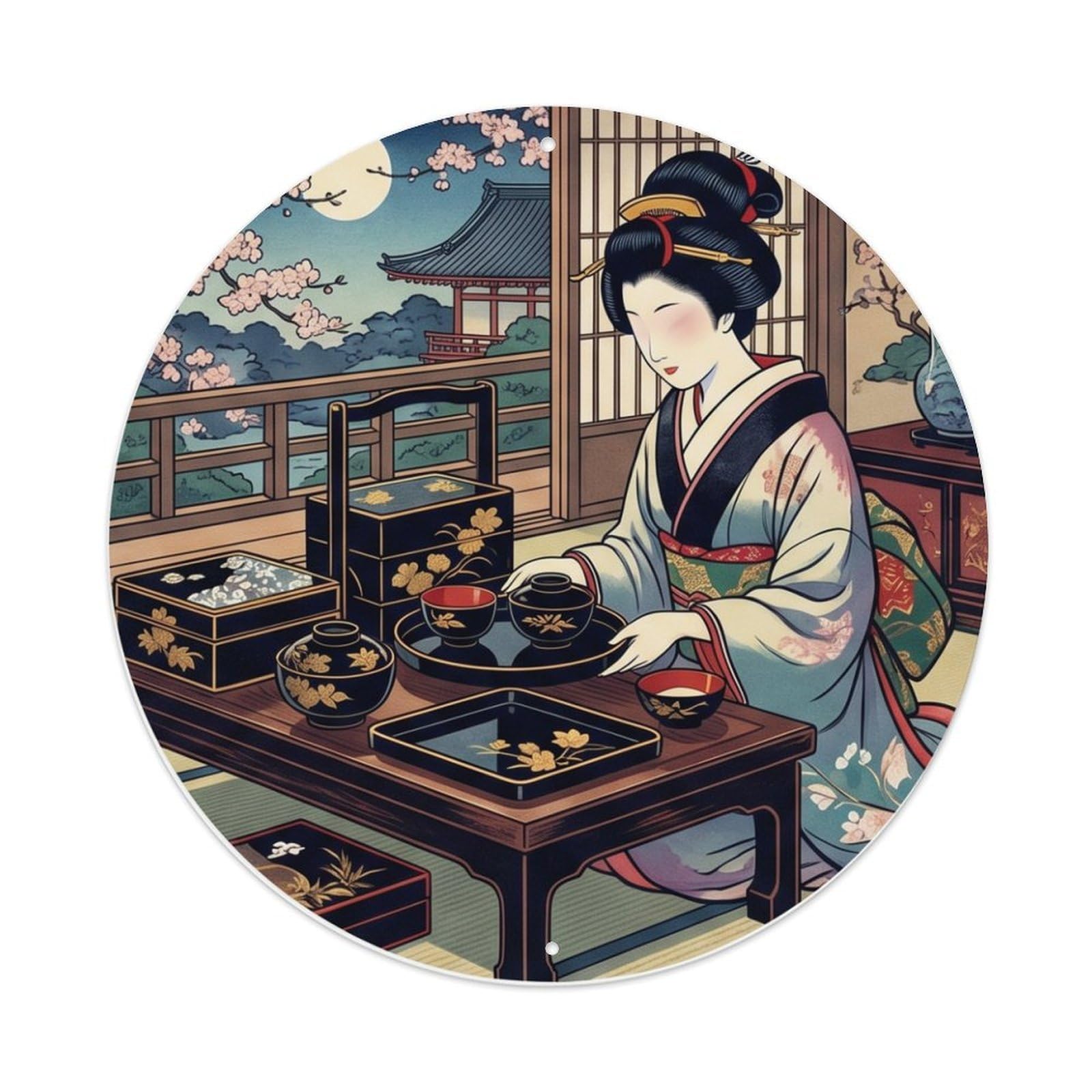 Tgrcjimh Style Metal Tin Sign Japanese Black Lacquerware