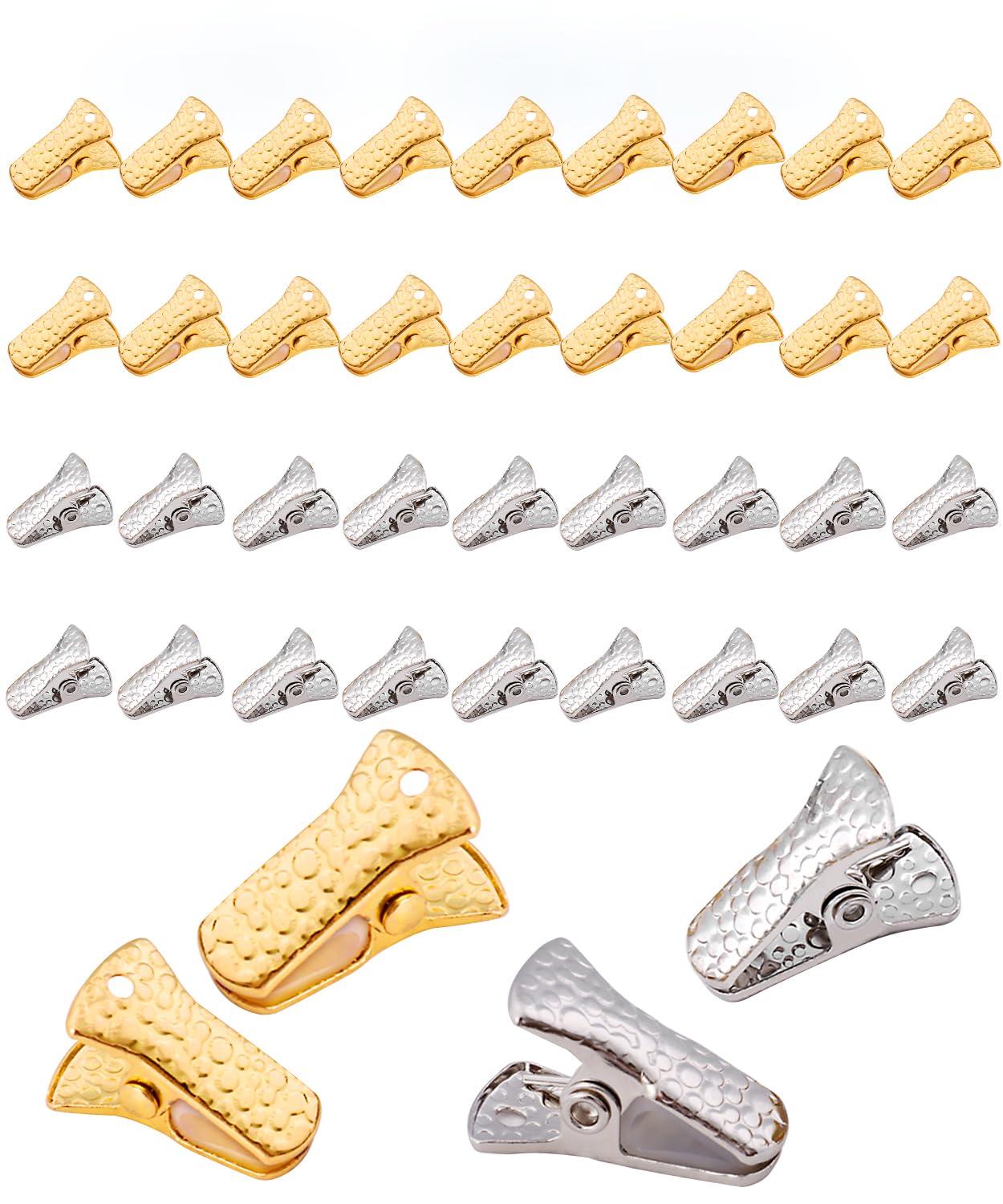 40 Pack Mini Alligator Clips with Steel Core & Non-Slip Silicone| Multipurpose Clips for Delicates, DIY Crafts, Office & Home(Gold+Silver)
