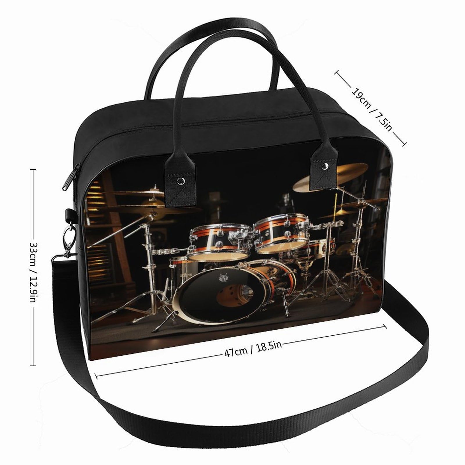 Drum Set Laptop Tote Bag Casual Travel Handbag Multi Pocket Shoulder Bags for Work Travel
