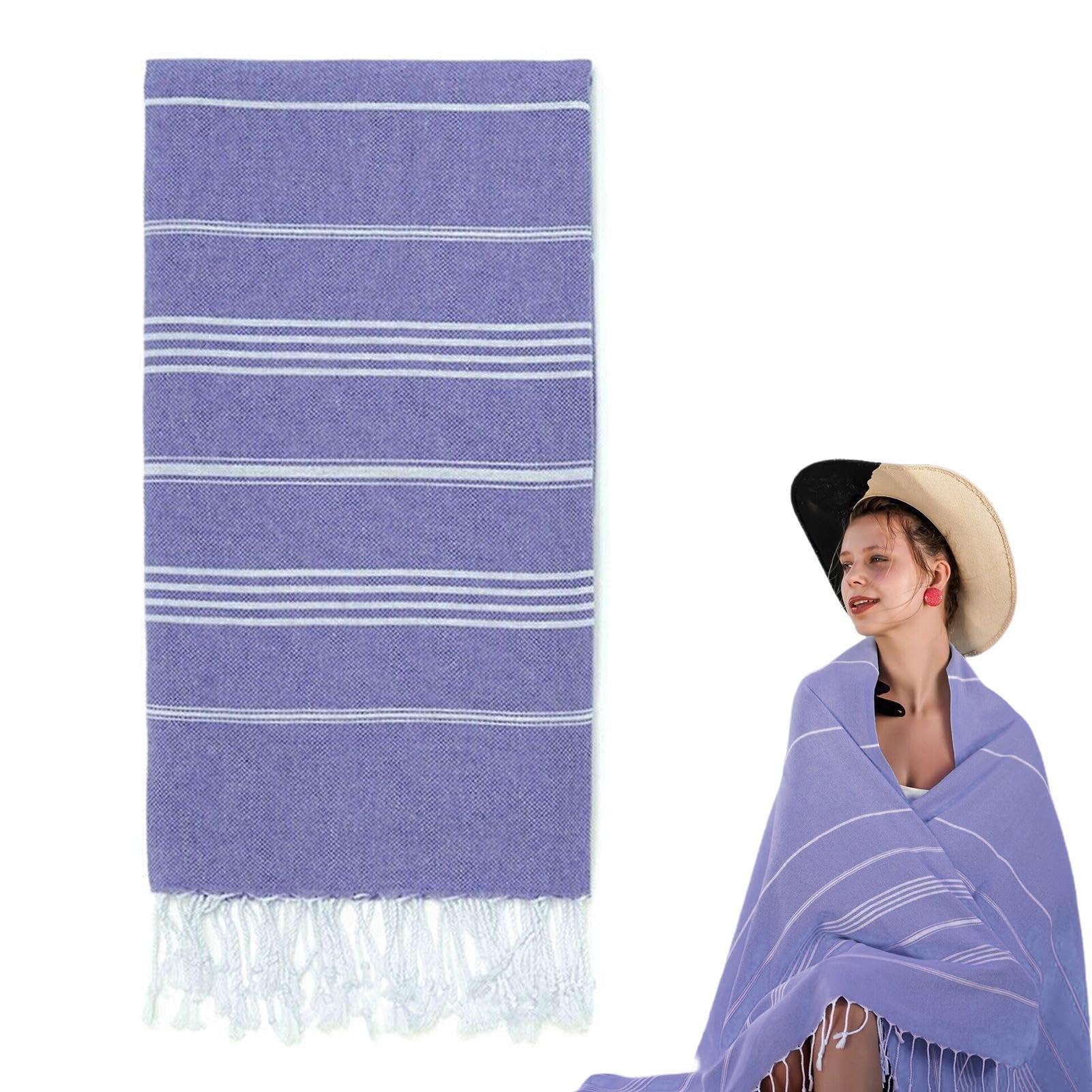 Eastuy Purple Beach Sheet Towel | Turkish Striped Absorbent Sheet For Pool With Tassel,Travel For Swimming Pool, Beach, Bath, Sauna, Gym And Traveling