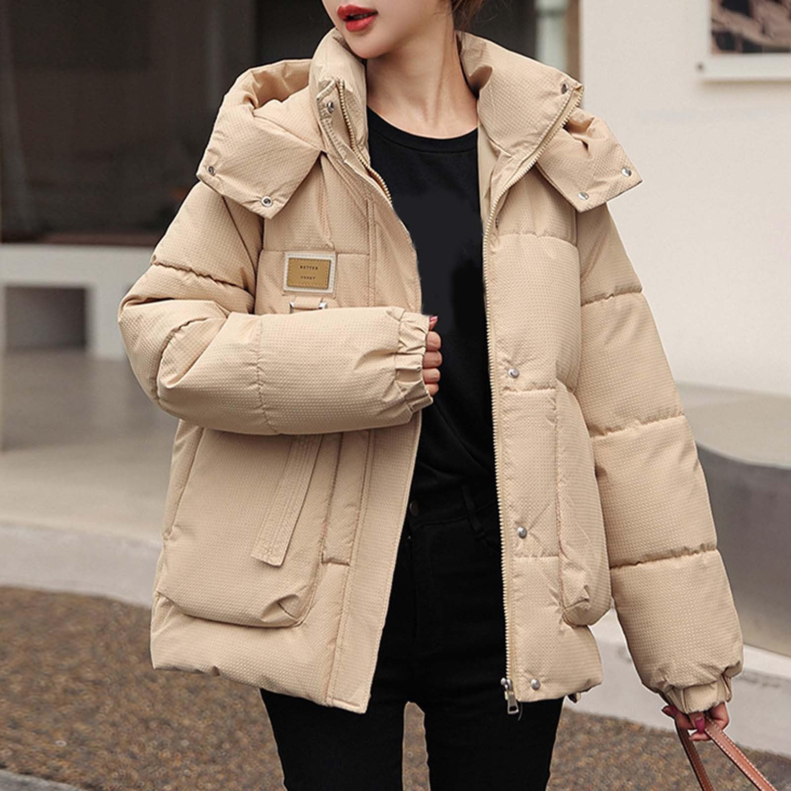 Chaqueta Mujer Abrigo Entretiempo Invierno Cazadora Plumiferos，Chaqueta corta con capucha y para mujer ligera y cálida para climas fríos y uso diario