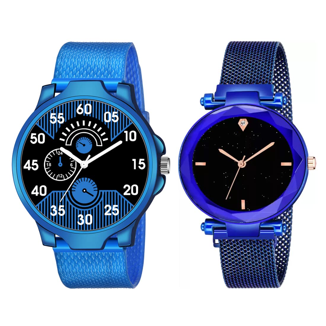 GOLDENIZE FASHION Branded Stylish Unisex Watch for Boys & Girls Wrist Watch for Men & Women Couple Gift Watch | Combo of 2 (Blue) (B0B7XP9HVW) Amazon Price History, Amazon Price Tracker