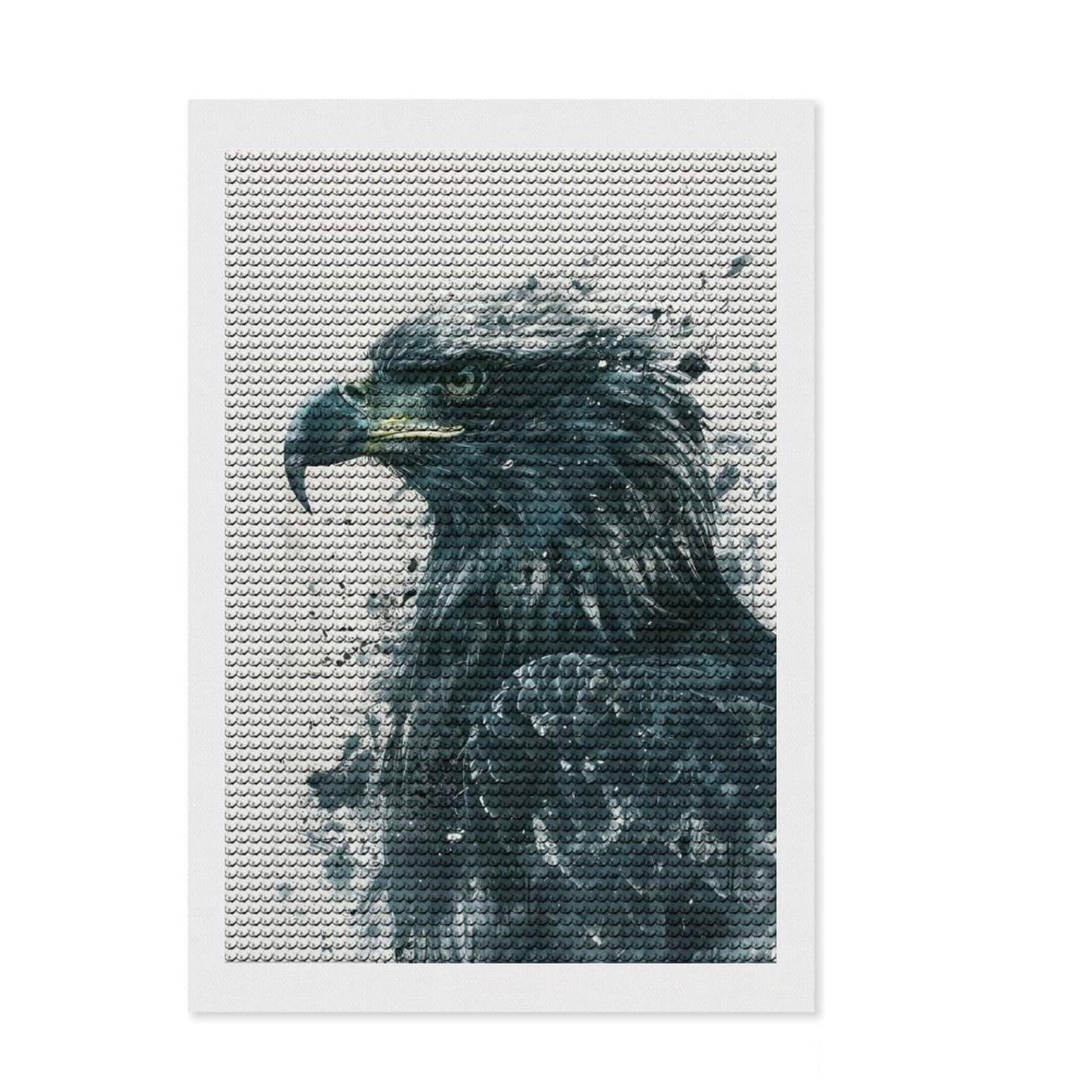 Junmoney Eagle Majesty Painting Round Drill Diamond Painting 8"x12", Printed Canvas, Finish and Display, Modern Decor, Christmas Gift