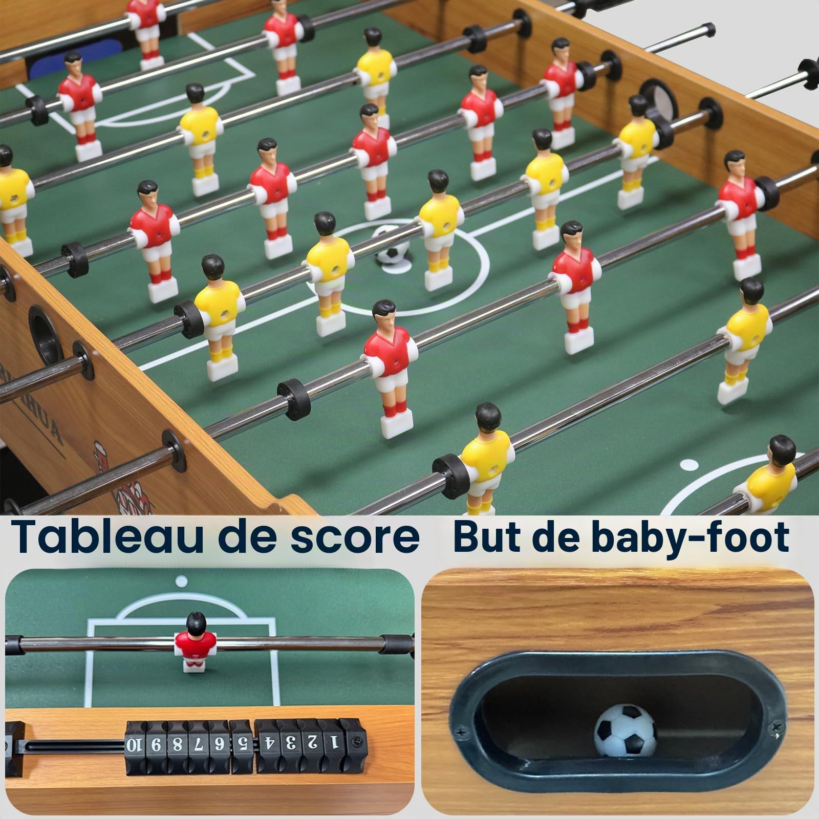 Baby Foot Pliable,Table de Football idéal pour Les fêtes, Les Bars, Les familles, Le Cadeau Parfait sur Pied 125 * 61 * 81cm