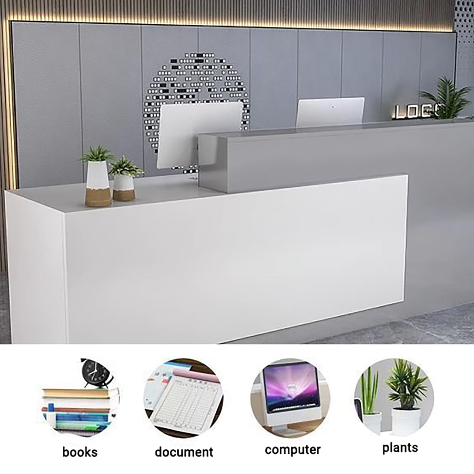 Banco Reception 140x60x110cm Bianco Con Cassetti - Per Negozi, Salon, Hotel E Uffici - Foto 9