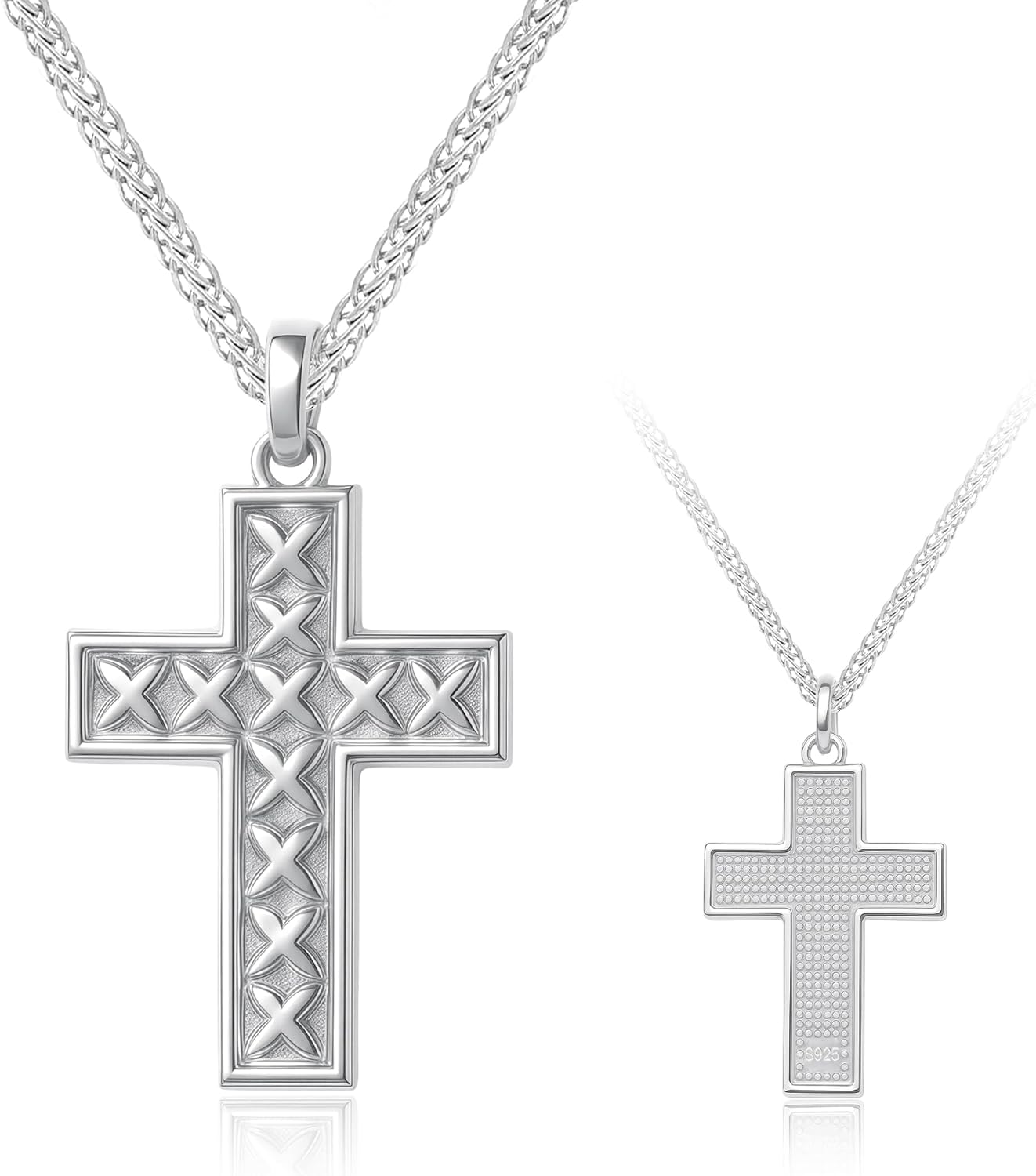 S925 Sterling Silver Cross Necklace for Women, Dainty Mother of Pearl Pendant with Cubic Zirconia, Chic Symbolic Jewelry Gift for Her