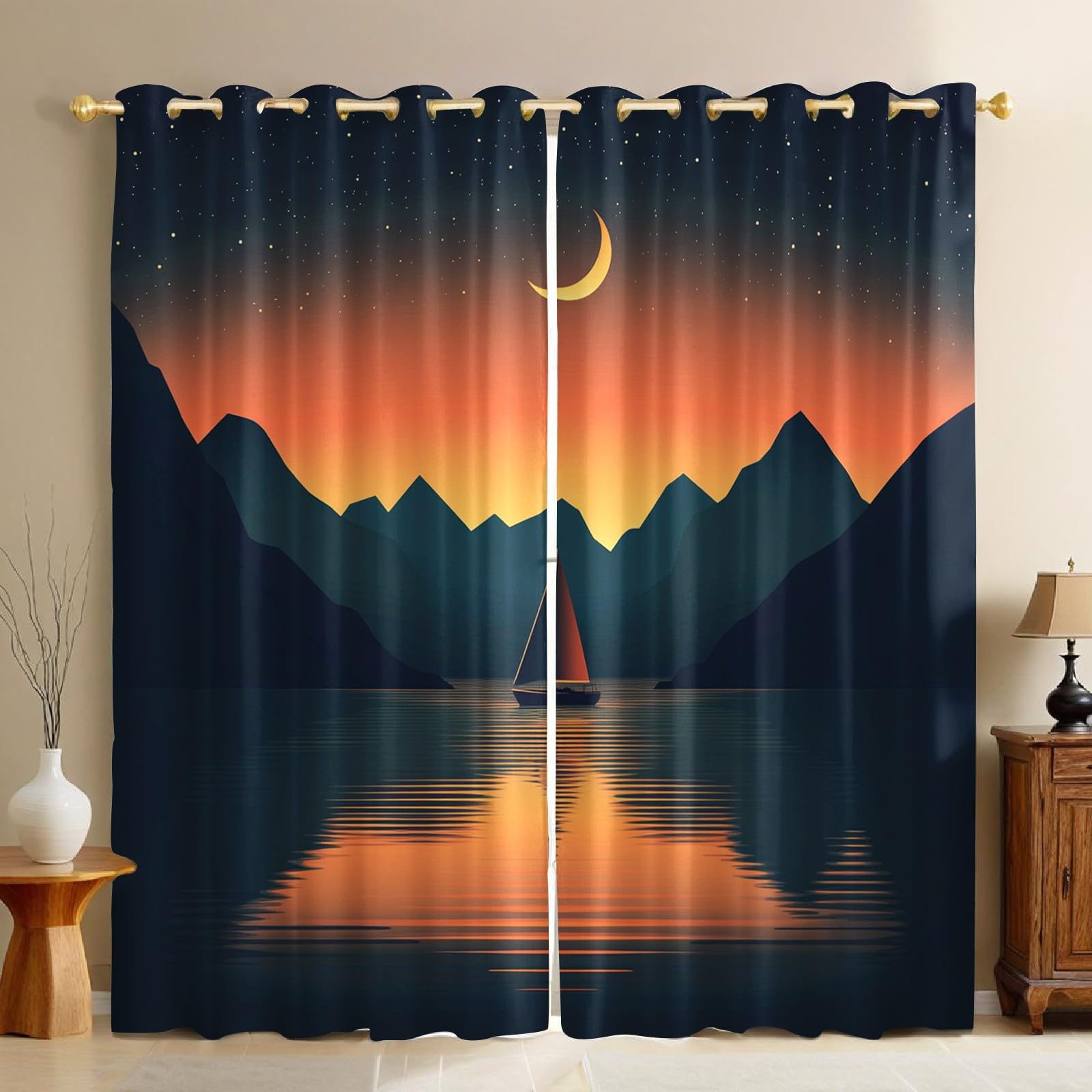Rideaux occultants voilier orange 140x175 cm pour isoler le salon