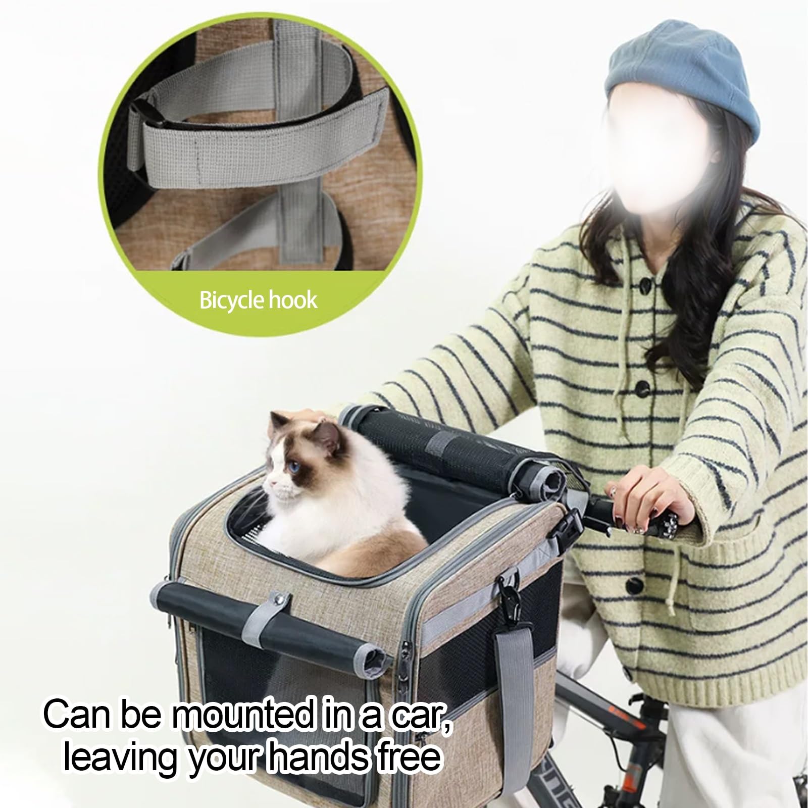 Kosz Rowerowy Montowany Z Przodu, Bagażnik Na Rowery Dla Zwierząt, Składany, Nośność: 5 Kg / 11 Funtów, Odpowiedni Dla Małych I Średnich Zwierząt(Gray)