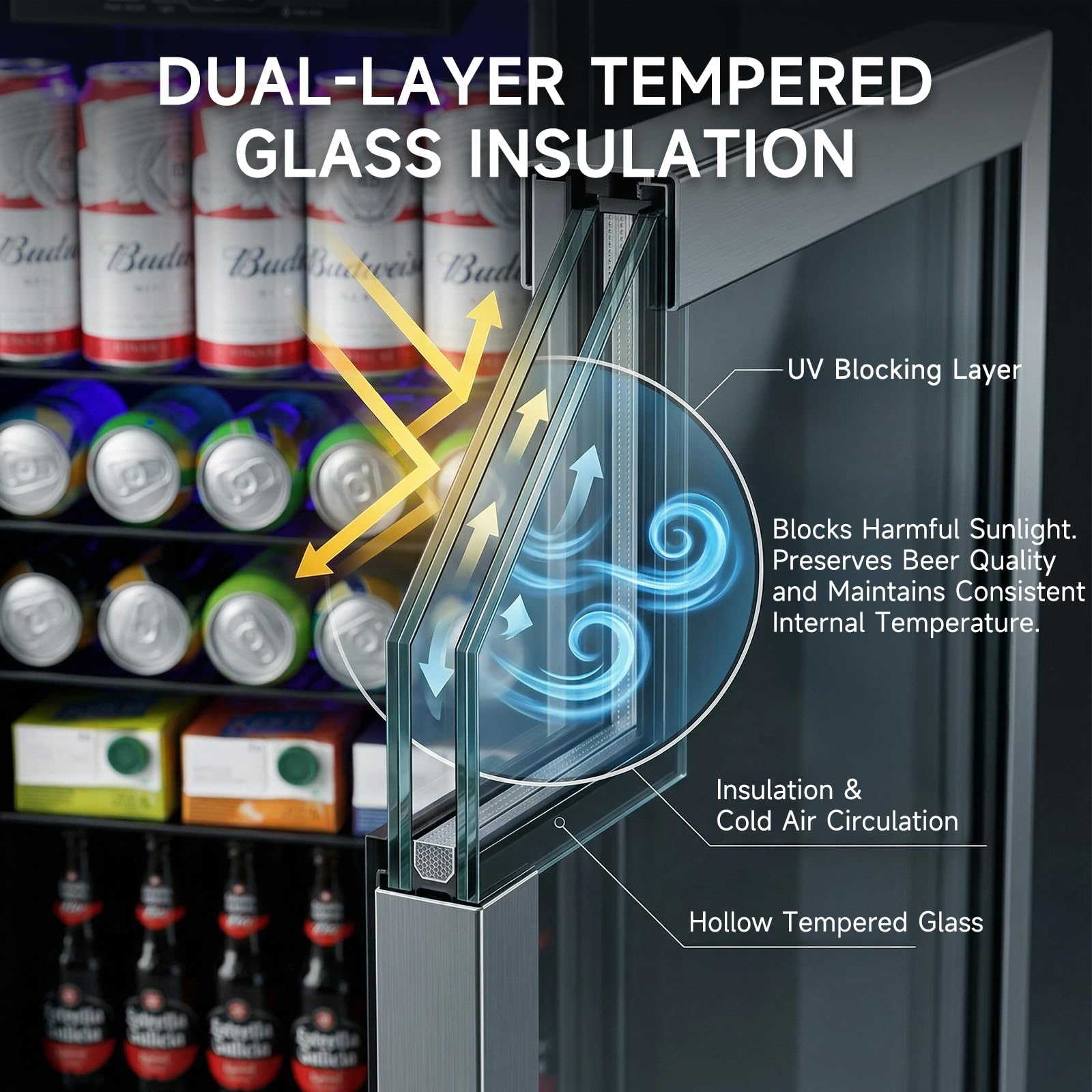 Anypro Mini Fridge 130 Can Beverage Refrigerator Cooler, 3.2 Cu.Ft Drink Fridge For Soda Wine Beer, Beverage Fridge With Glass Door For Home Office Bar, Digital Temperature Control, Adjustable Shelves on Fridge.com - View 5