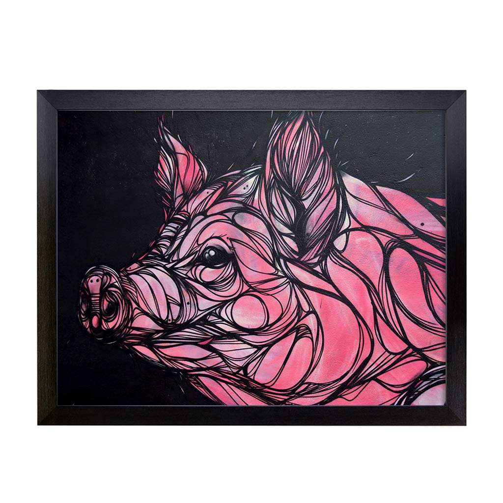 Lap Tray with Cushion | Pig Artwork | Padded Bean Bag Cushion | For Eating, Working, Crafting, Laptop | Portable Table Desk