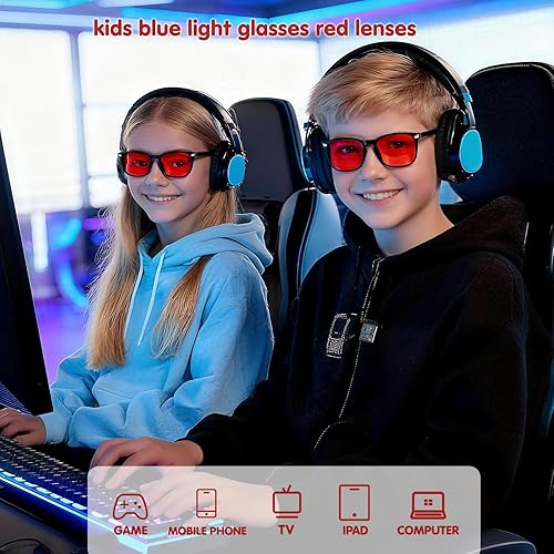 Miniatura 2 de CHEERS DEVICES Lentes de bloqueo de luz azul para niños, niñas y adolescentes, anteojos de computadora con marco irrompible y antirreflejos 1 Par
