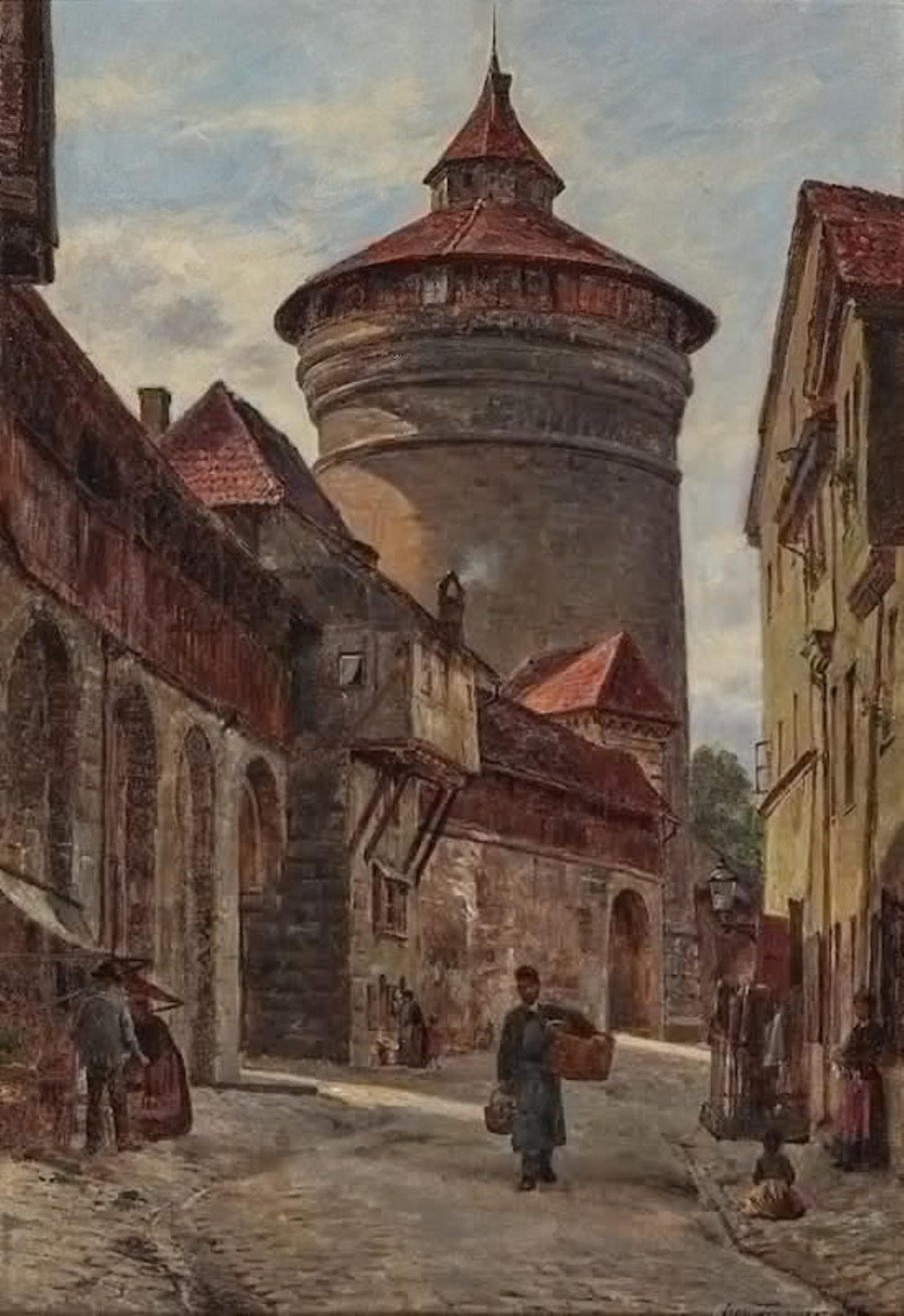RZHRHJES Retro Picture Portrait Oil Painting Modern Wall Artwork the Castle in Nuremberg with the Sinwell Tower by August Johannes Canvas Poster for Office Decor 60x90cm