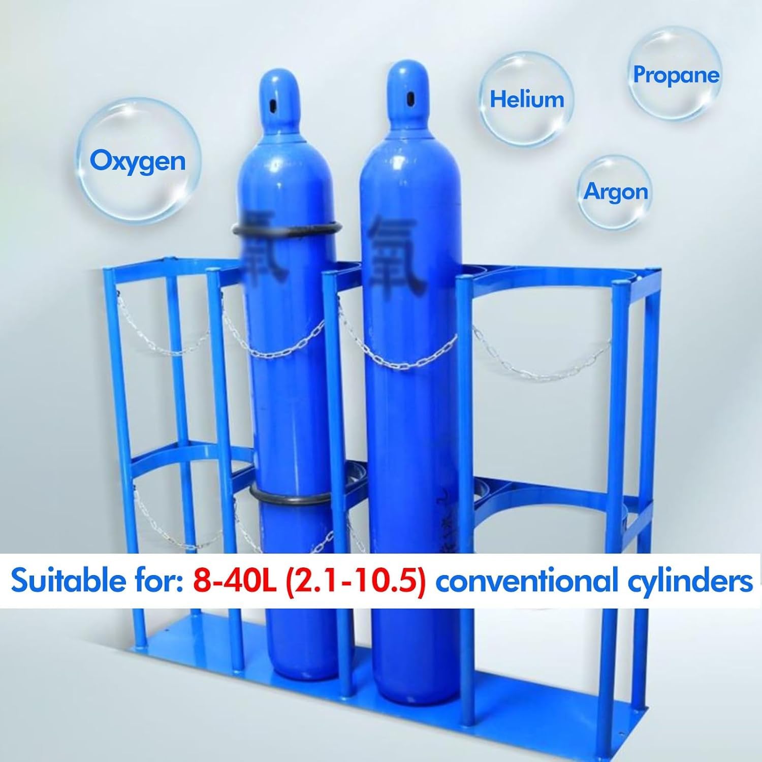 Estante Resistente para Cilindros de Gas, Organizador de Cilindros de oxígeno domésticos/comerciales con Cadena de Seguridad, 3 Botellas de 88 cm (34 3/5)