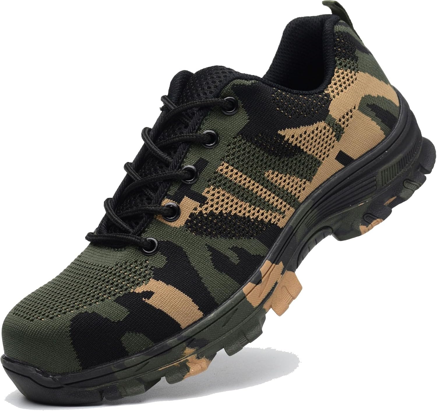 Women's Steel Toe Safety Shoes Breathable Industrial Sneakers Anti-Pierce Work Shoes Lightweight Camouflage Outdoor Boots