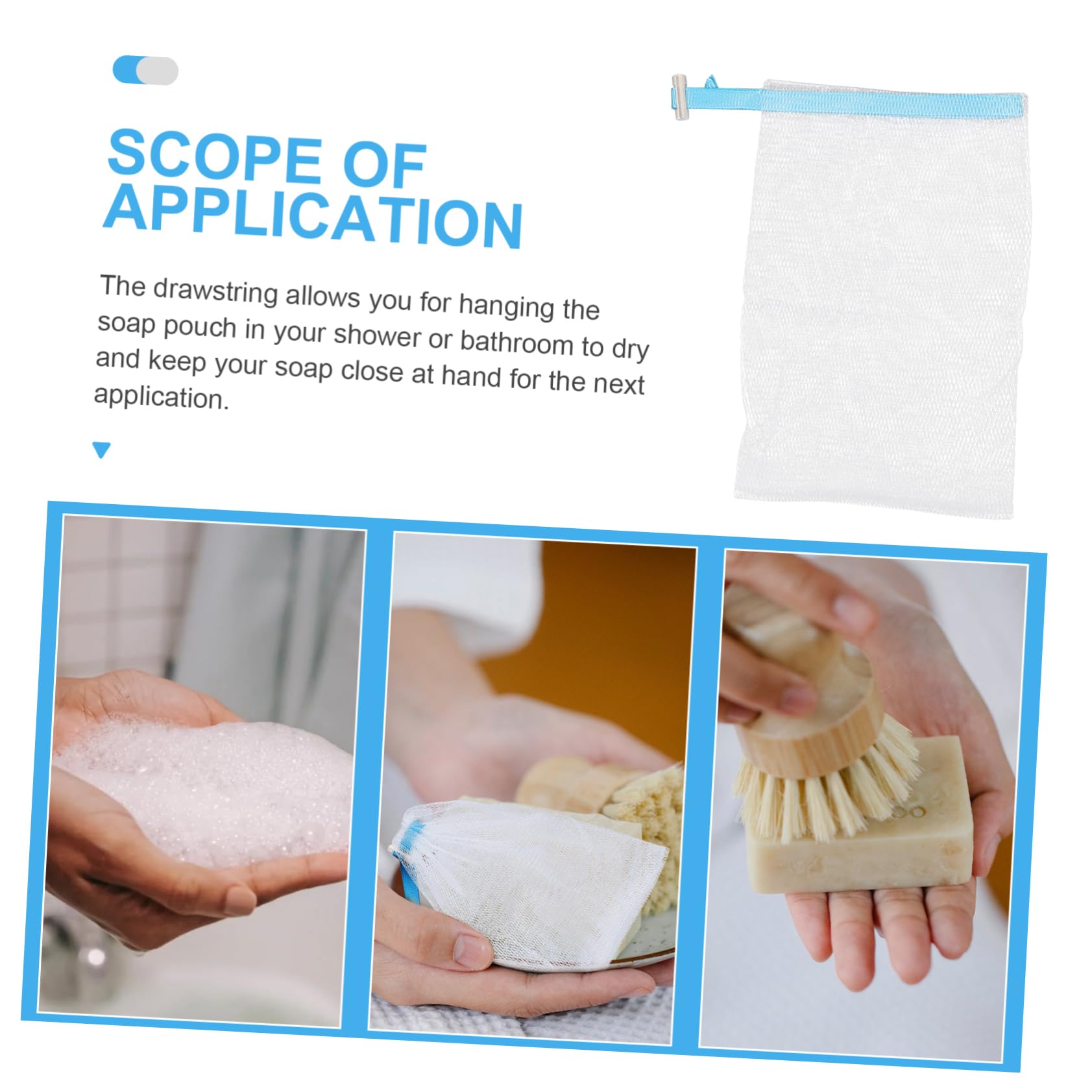 SHERCHPRY 8PCS Face Cleaning Nets Soap Net Bags for Exfoliating Gentle Cleansing and Storage for Travel Handmade Soap and Makeup Removal