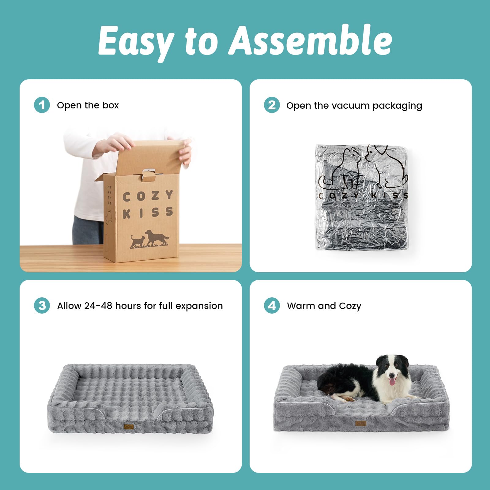 COZY KISS Cama ortopédica para Perros, de Piel sintética, Ideal para Perros Grandes. Sofá con Acolchado de Espuma de Alta sujeción, Funda Impermeable, Antideslizante, Suave, cálida, Lavable, Talla XL