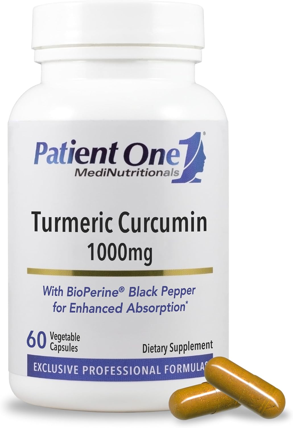 Patient One Turmeric Curcumin 1000 mg | Supplement to Support Healthy Inflammatory Response and More* | with Black Pepper Extract | 60 Capsules
