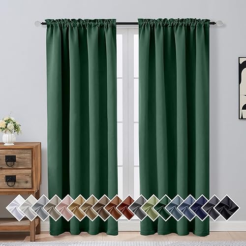 Miniatura 19 de OVZME Cortinas opacas turquesa para tratamiento de ventanas pequeñas, cortinas cortas con bloqueo de luz para ventana de cocina sobre el fregadero,