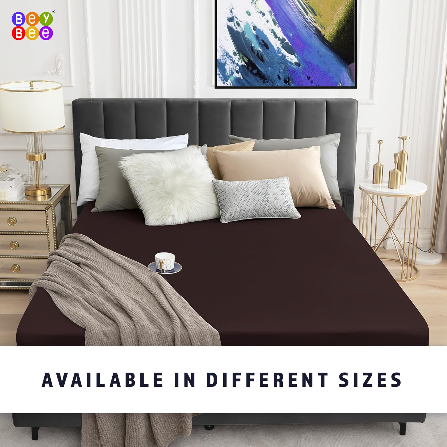BeyBee 100% Waterproof Interlock Mattress Protector | Breathable, Hypoallergenic, Washable & 2X Absorbency | Soft & Slim Easy Elastic Fitted Bed Protector (Size-78 * 60, Chocolate) - Image 6 thumbnail