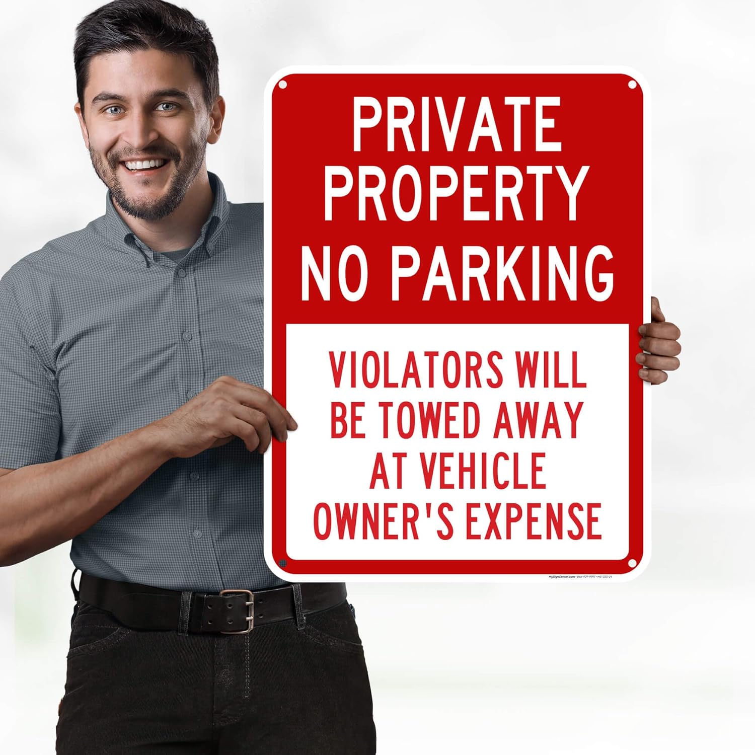 Private Property No Parking Violators Will Be Towed Away At Vehicle Owner's Expense Sign, 18"x24" Polyethylene, Indoor/Outdoor Use, USA MADE By My Sign Center(MS-1151)