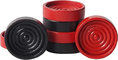 Miniatura 4 de Solo 26 piezas de damas rojas y negras * Piezas de madera de 1.125 pulgadas para juego de mesa de damas con borde apilable en bolsa de