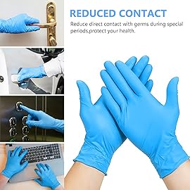 squish Disposable Gloves, Blue 4 mil Vinyl Synmax Exam Gloves Non Sterile, Powder Free, Latex Free - Cleaning Supplies, Kitchen and Food Safe(Pack of 100) (Blue Small)
