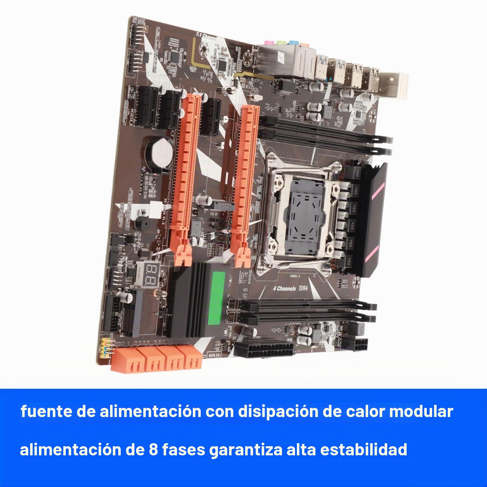 ciciglow Placa Base DDR4, Placa Base de Computadora LGA 2011 3 CPU Máximo 128G, Chip de Audio de 6 Canales, para E5 V3/V4, para Serie I7 58xx/68xx, Tarjeta de Red Inalámbrica