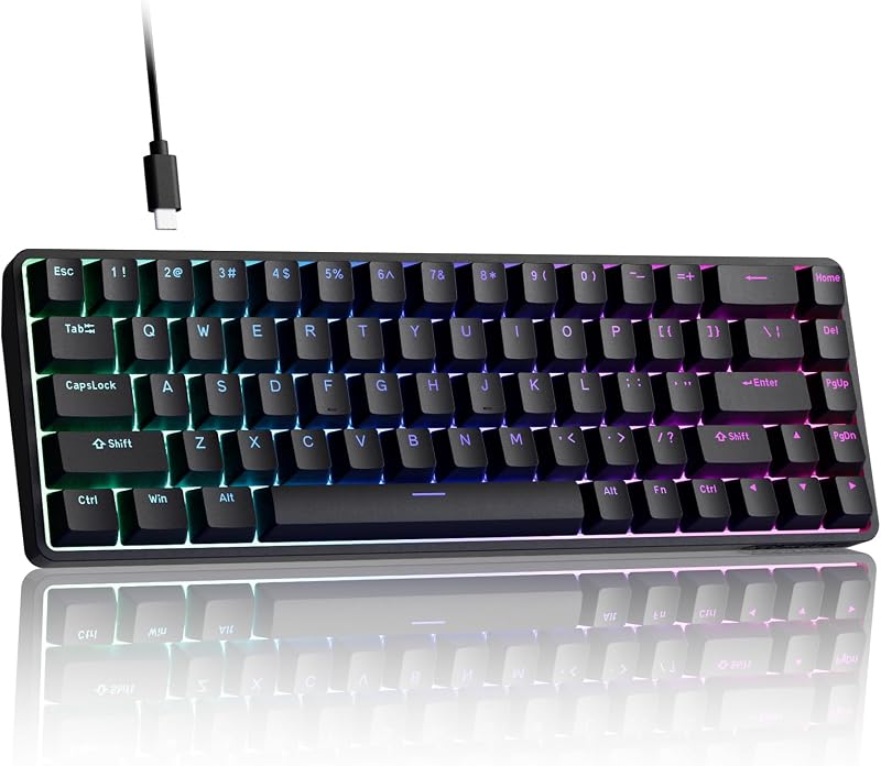 TMKB T68-C HE Hall Effect 60% Gaming Keyboard, 8000Hz, 0.02mm Rapid Trigger | Magnetic Switches, Adjustable Actuation, Web Driver, RGB Backlight, Wired, Gift for Teens, Students and FPS Gamers